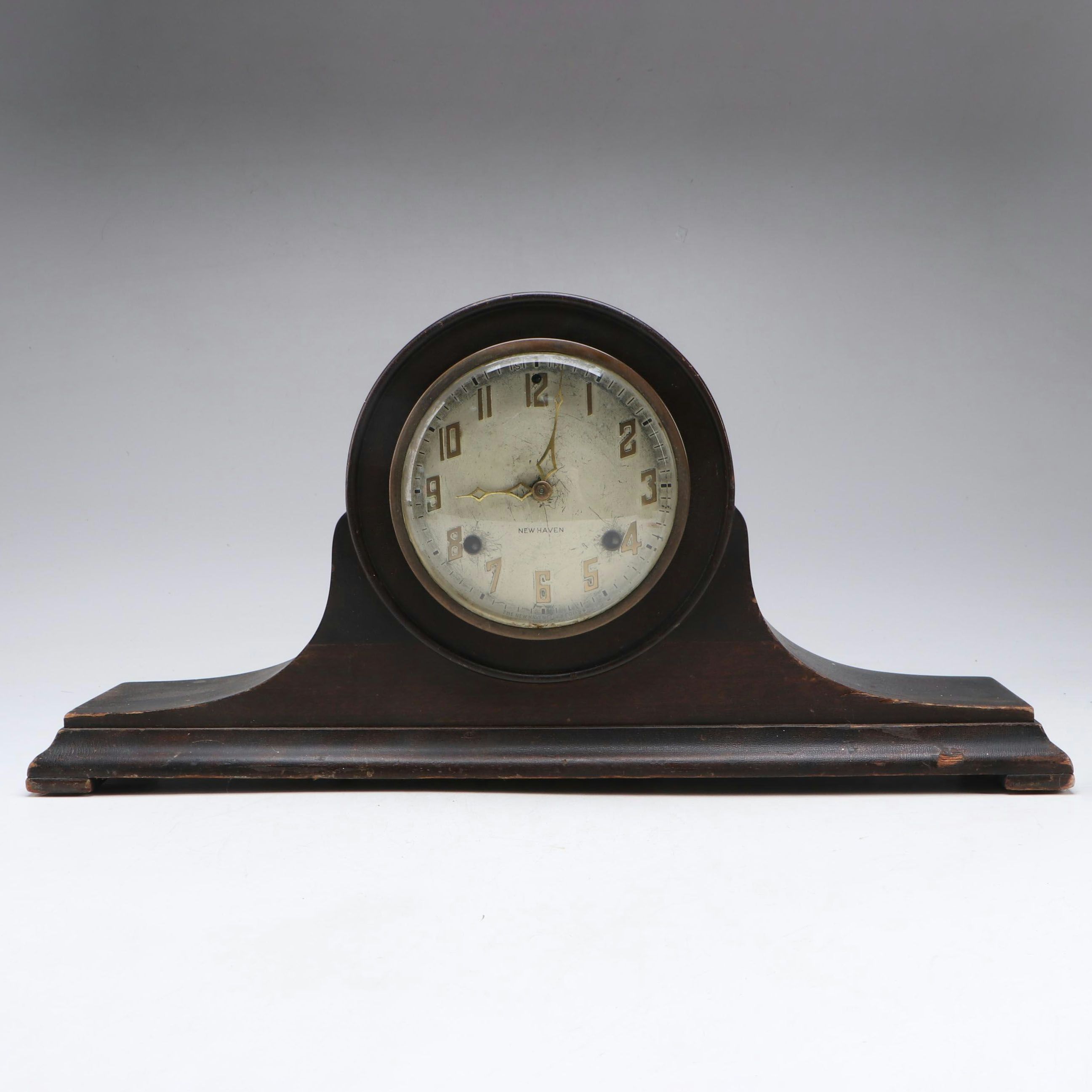 New Haven Clock Co. Tambour Mantel Clock, Early to Mid-20th Century