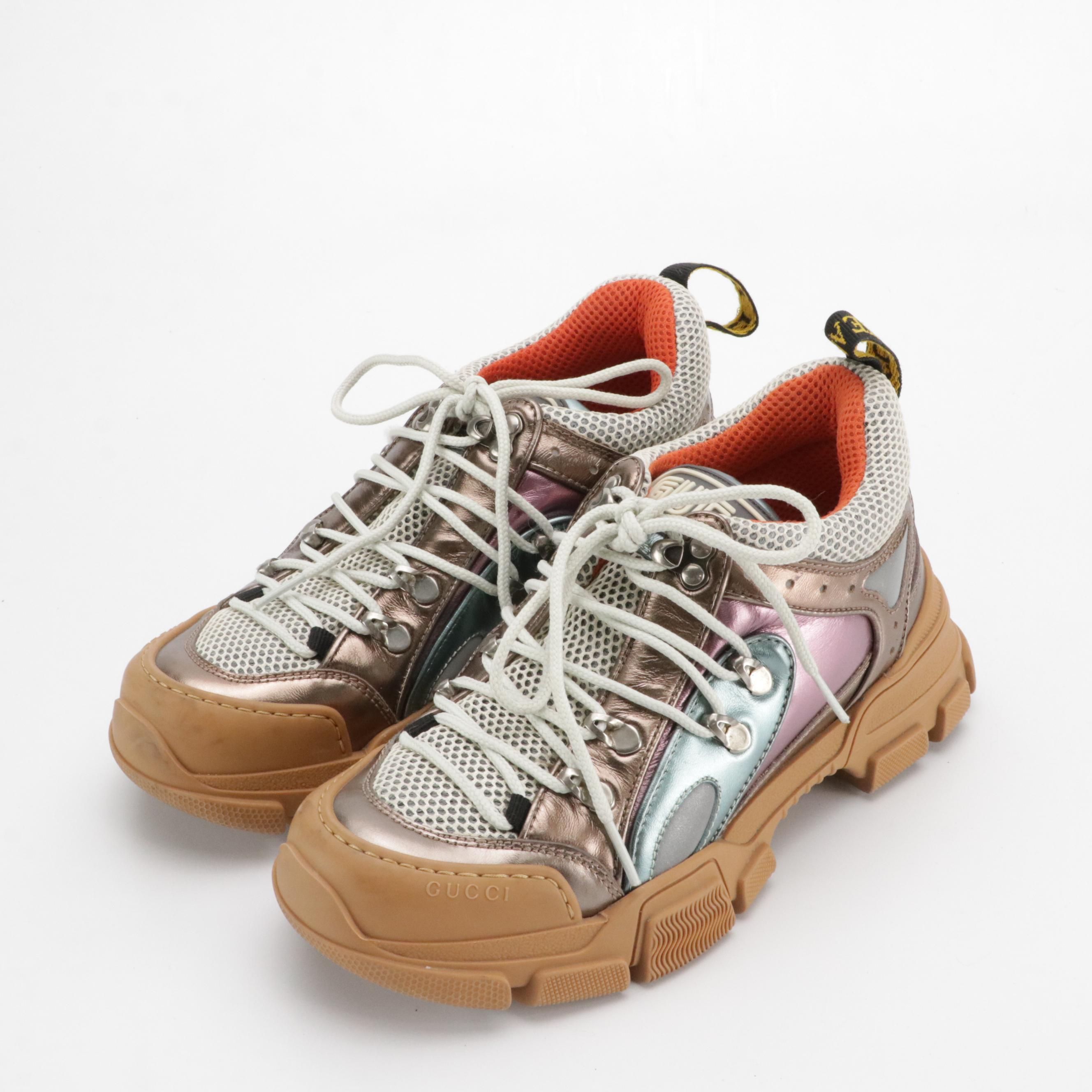 Gucci Flashtrek Sneakers in Multicolor Metallic Leather