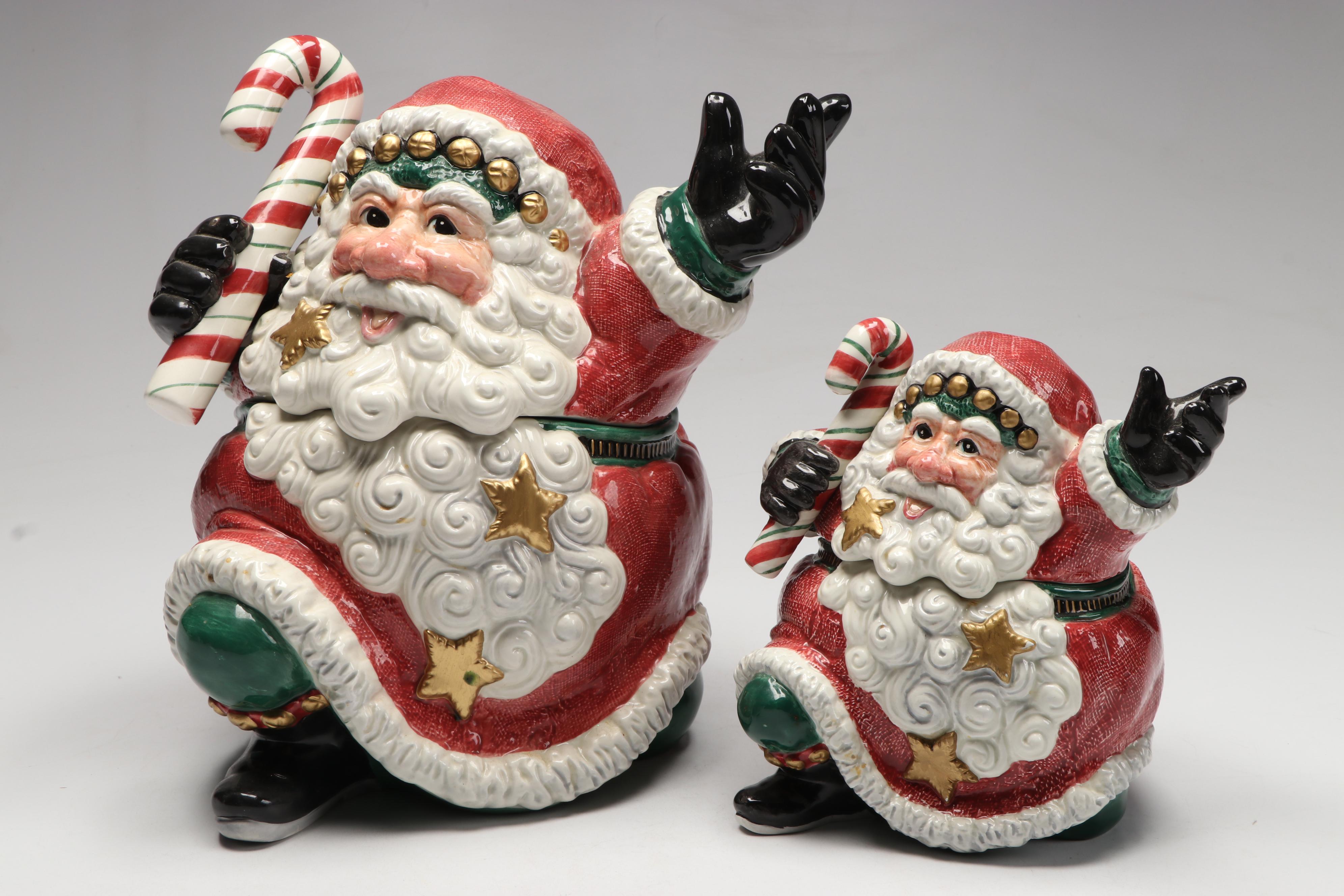 Fitz & Floyd Porcelain Santa Cookie Jars and Santa Figurines