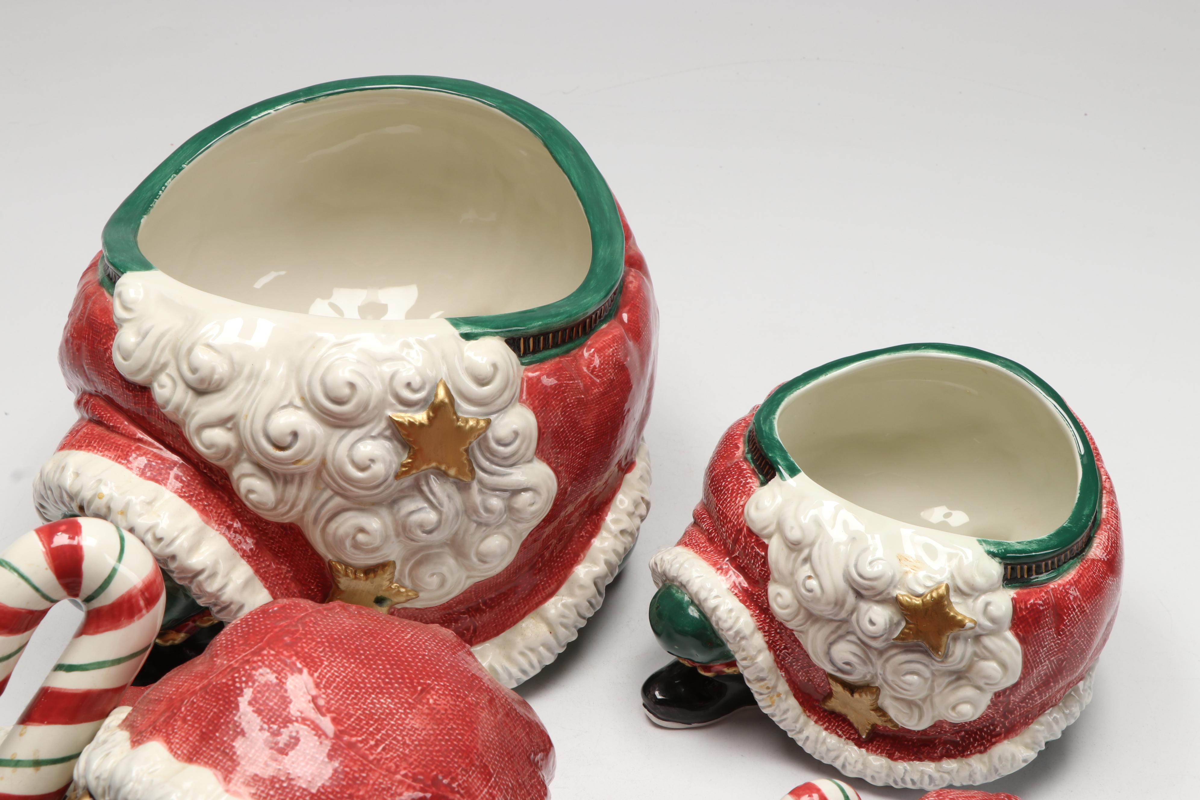 Fitz & Floyd Porcelain Santa Cookie Jars and Santa Figurines