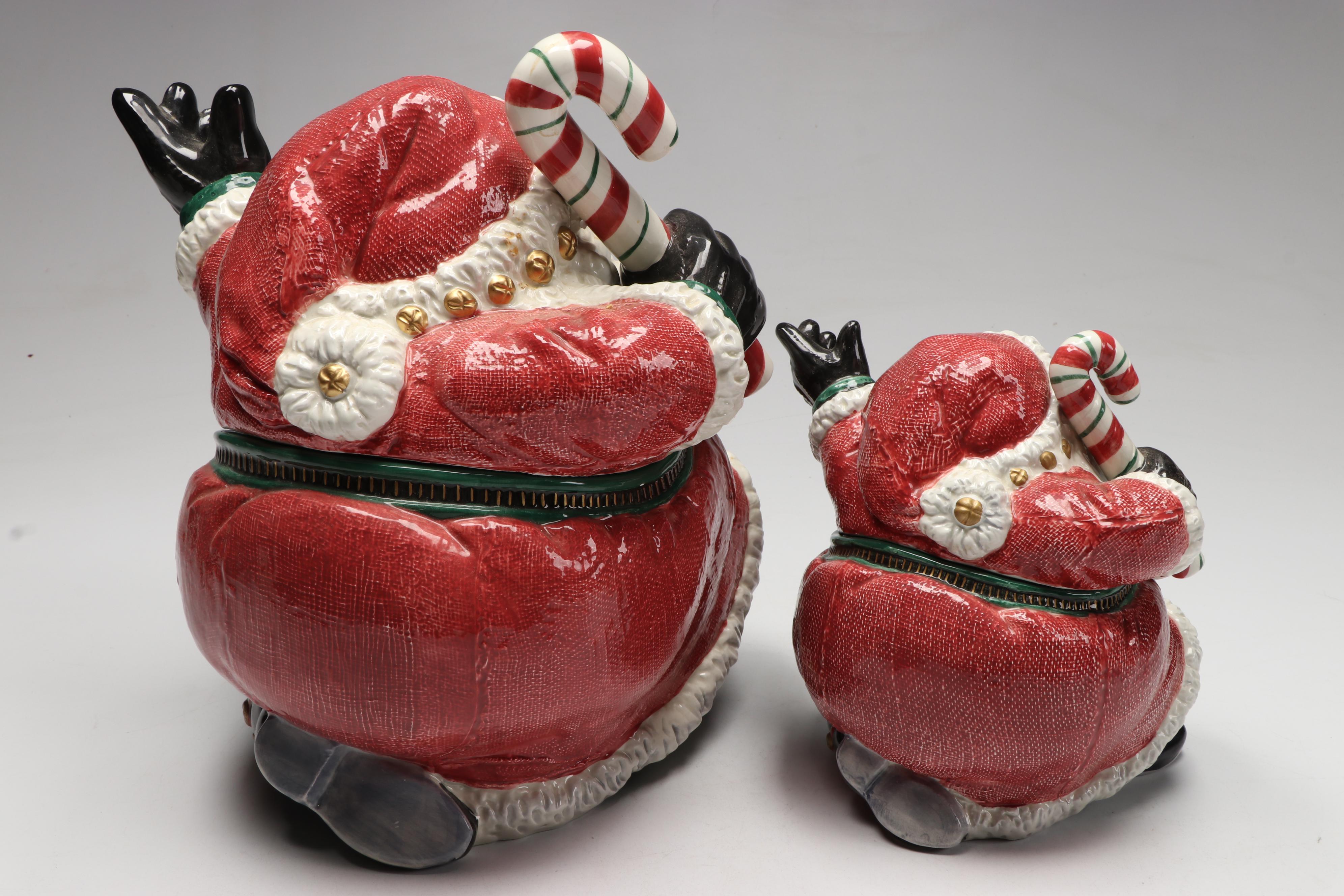 Fitz & Floyd Porcelain Santa Cookie Jars and Santa Figurines