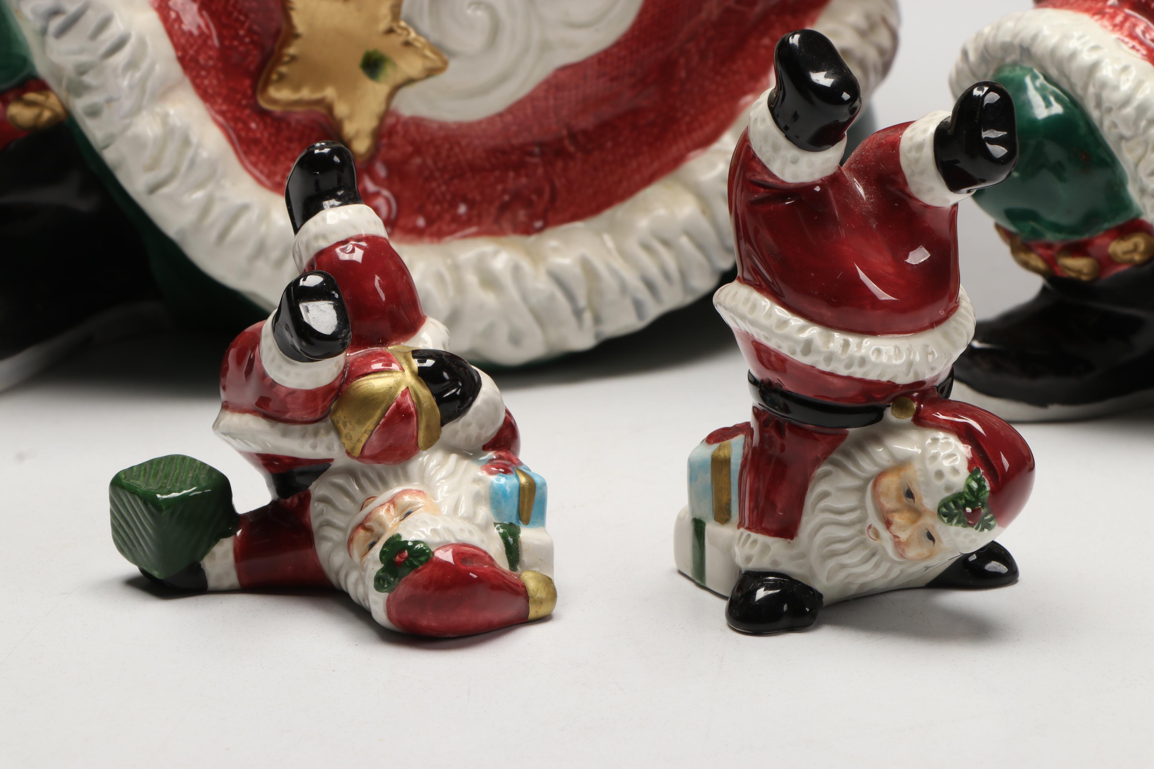 Fitz & Floyd Porcelain Santa Cookie Jars and Santa Figurines