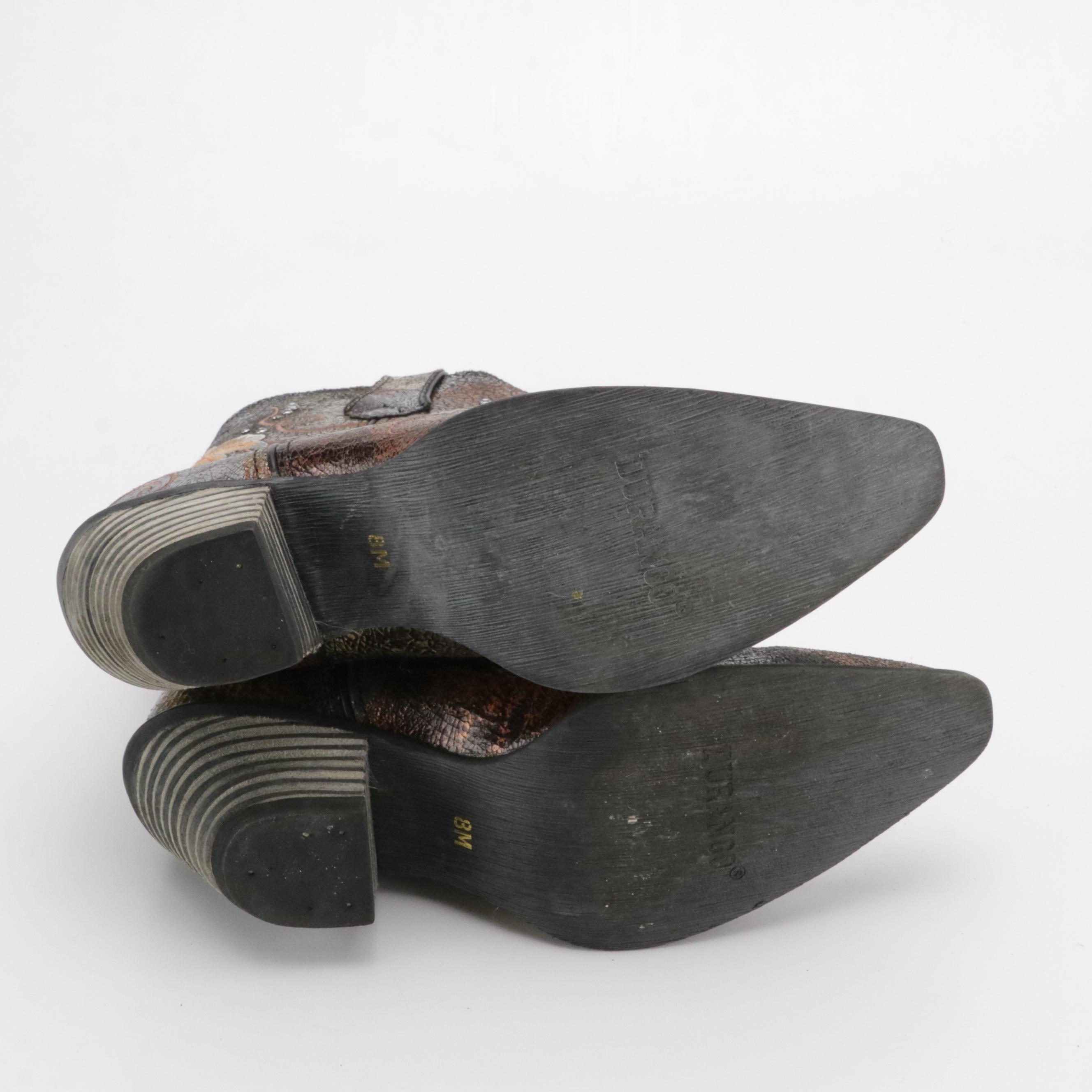 Durango "Crush" Floral Embroidered/Rhinestone Embellished Metallic Western Boots