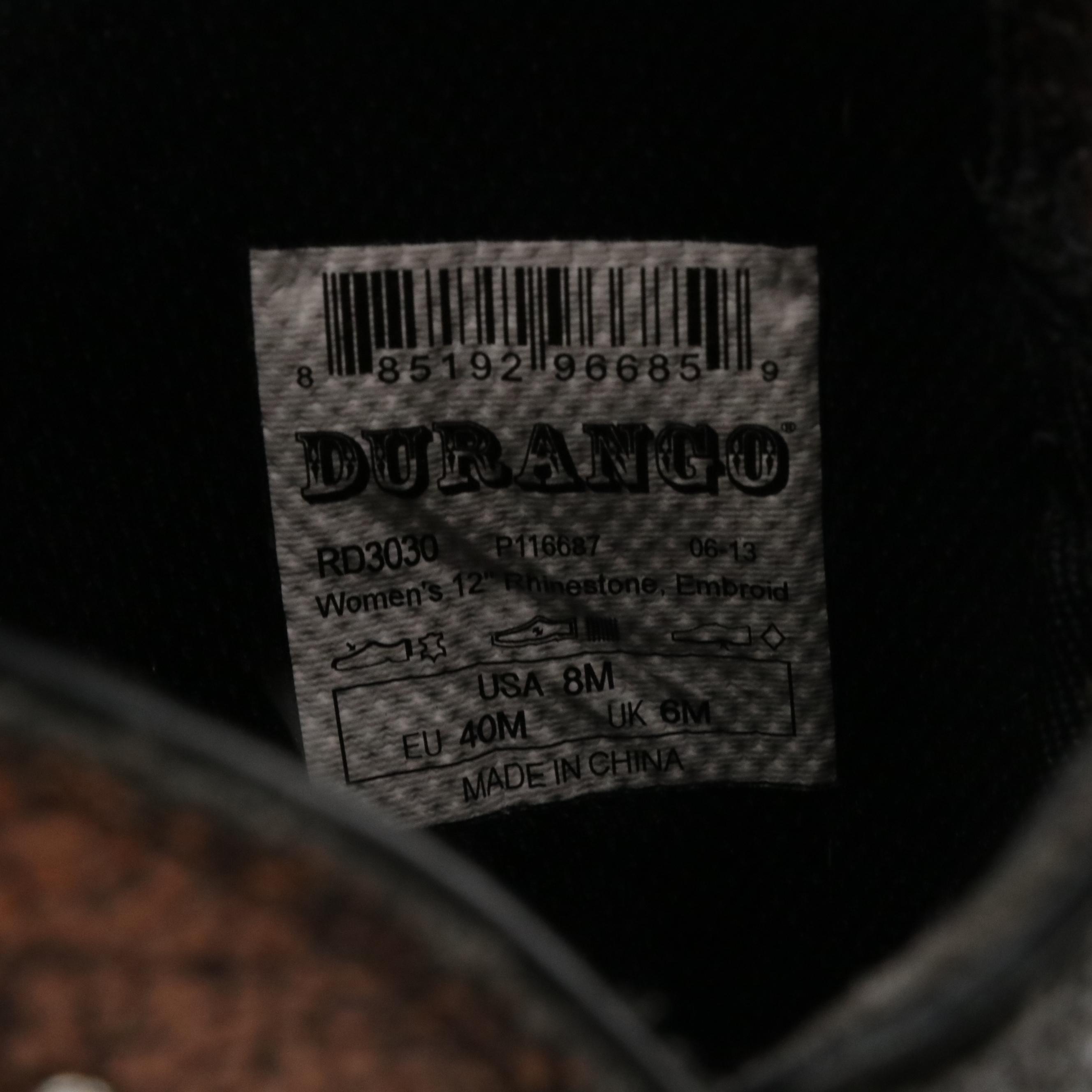 Durango "Crush" Floral Embroidered/Rhinestone Embellished Metallic Western Boots