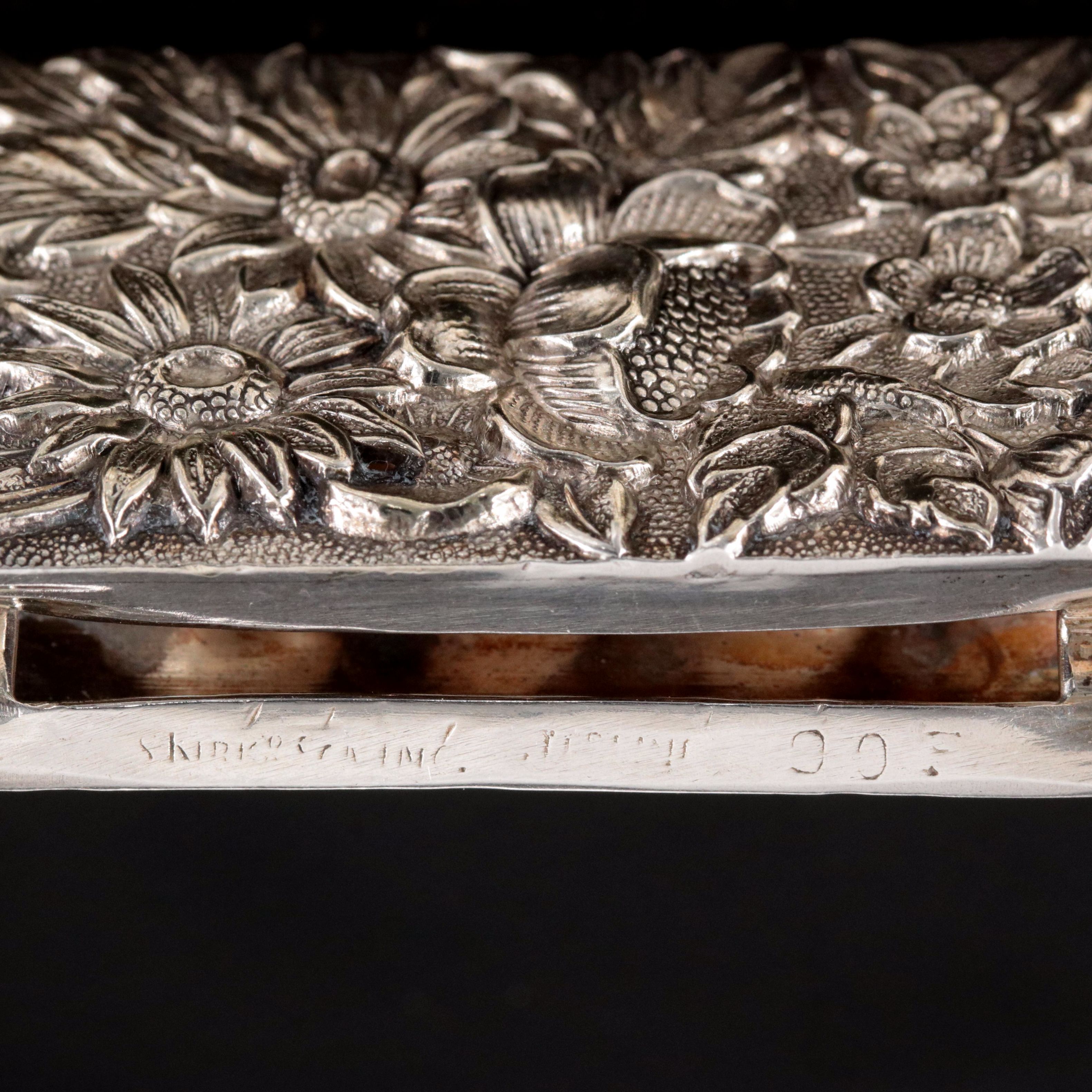 Pearl Lariat Necklace with Sterling Repoussé Floral Slide