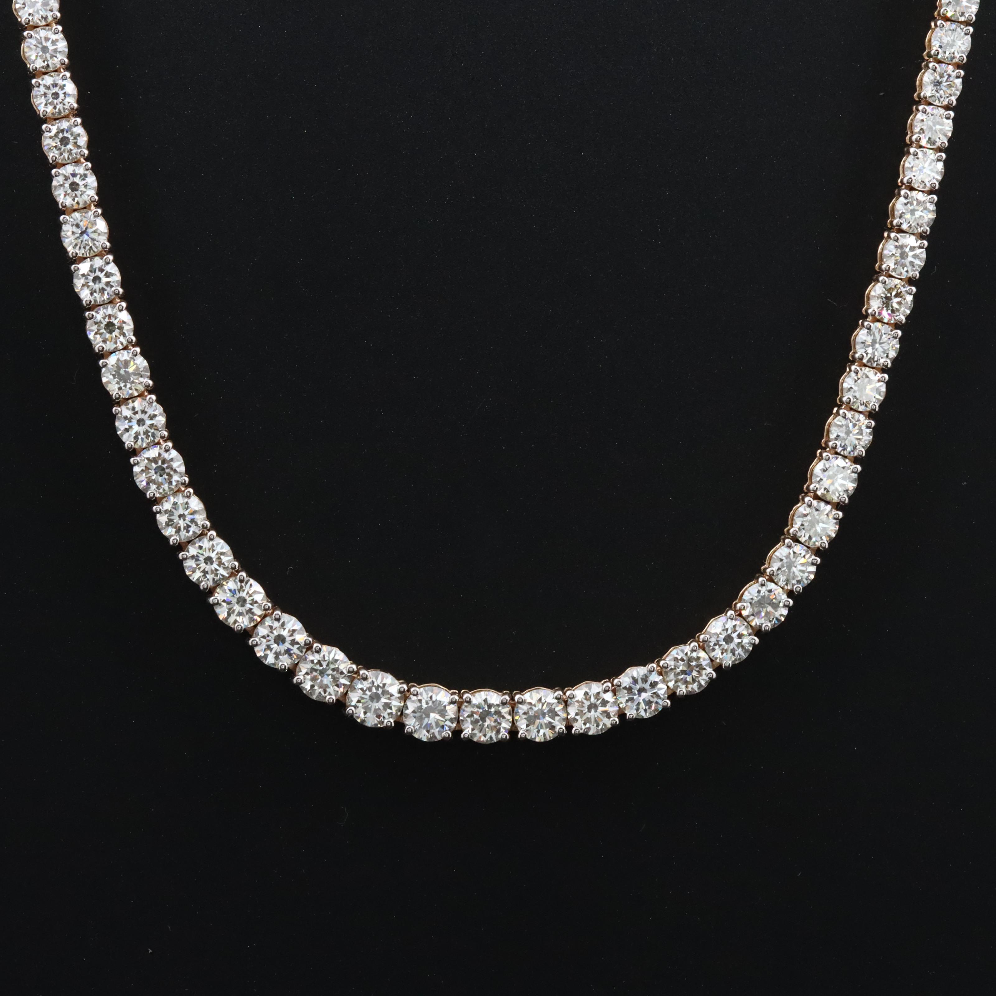 14K 8.54 CTW Diamond Riviera Necklace with GIA Report