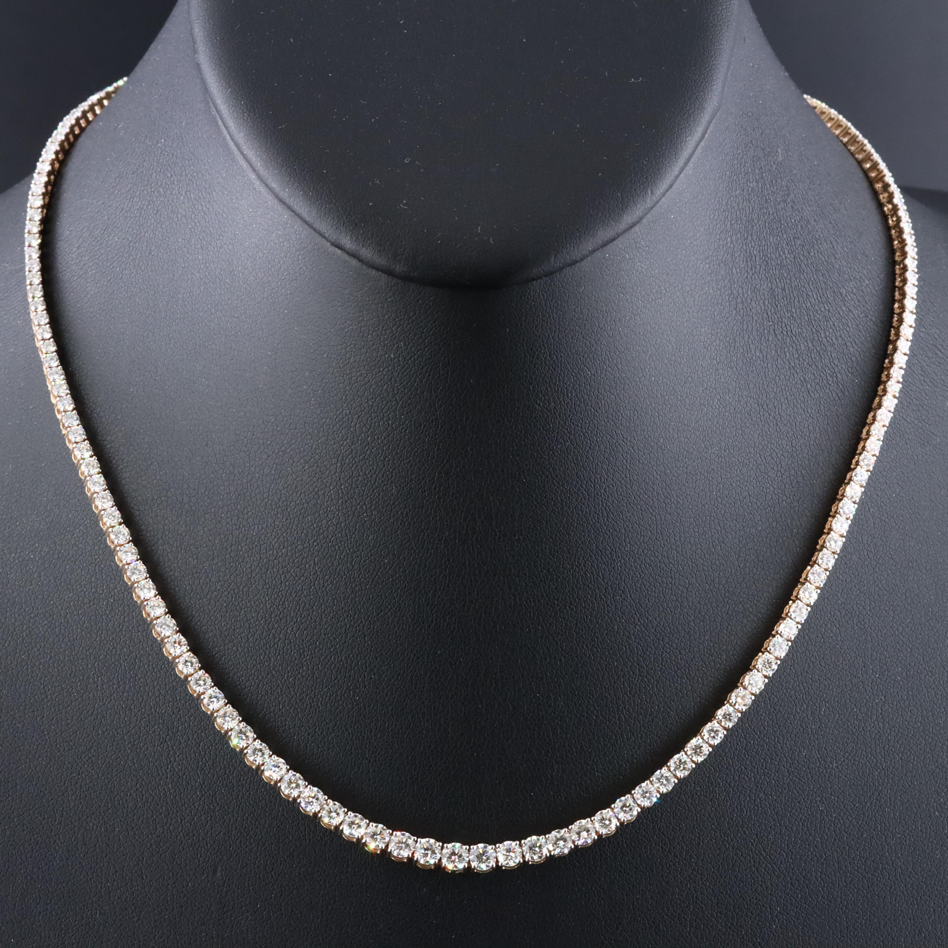 14K 8.54 CTW Diamond Riviera Necklace with GIA Report