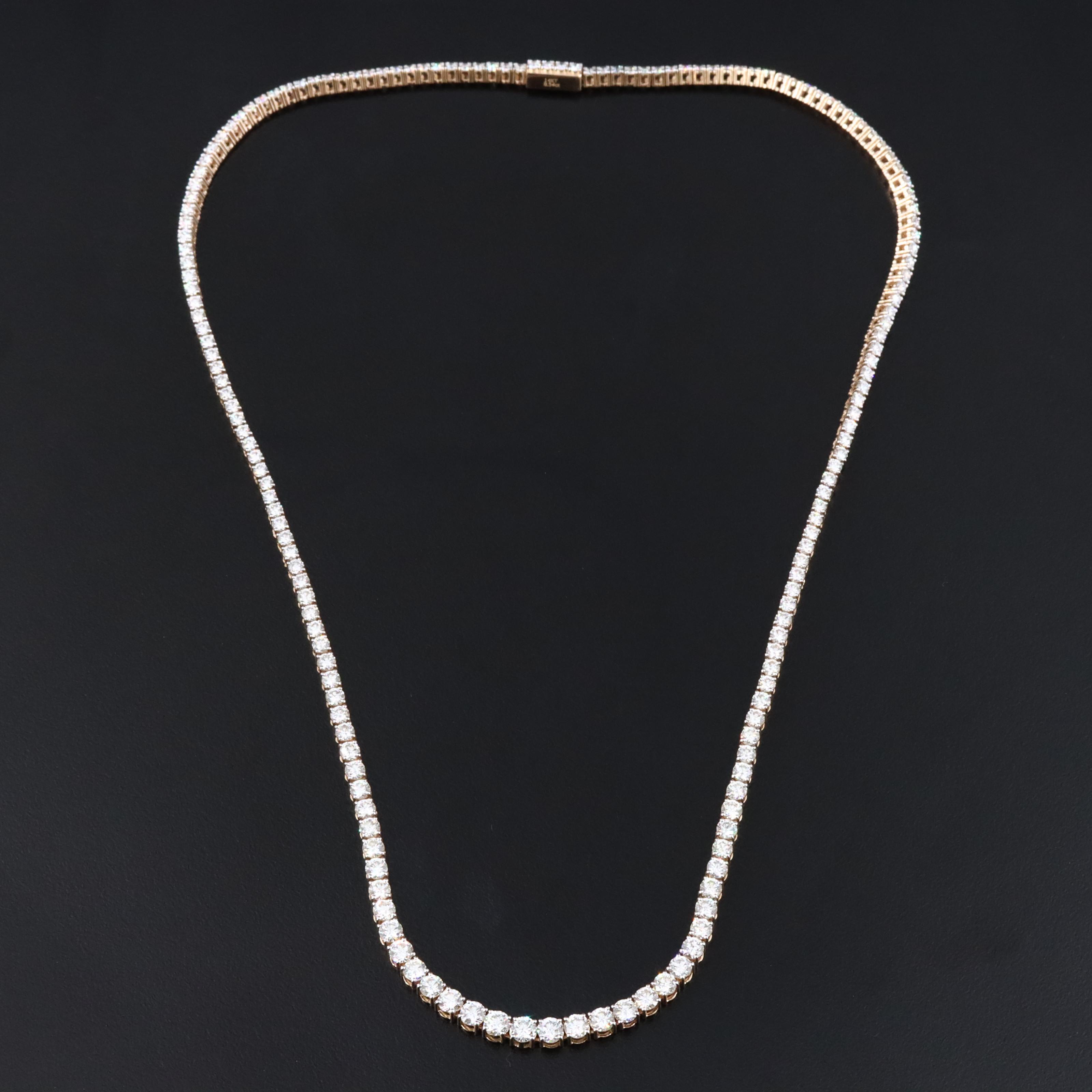 14K 8.54 CTW Diamond Riviera Necklace with GIA Report