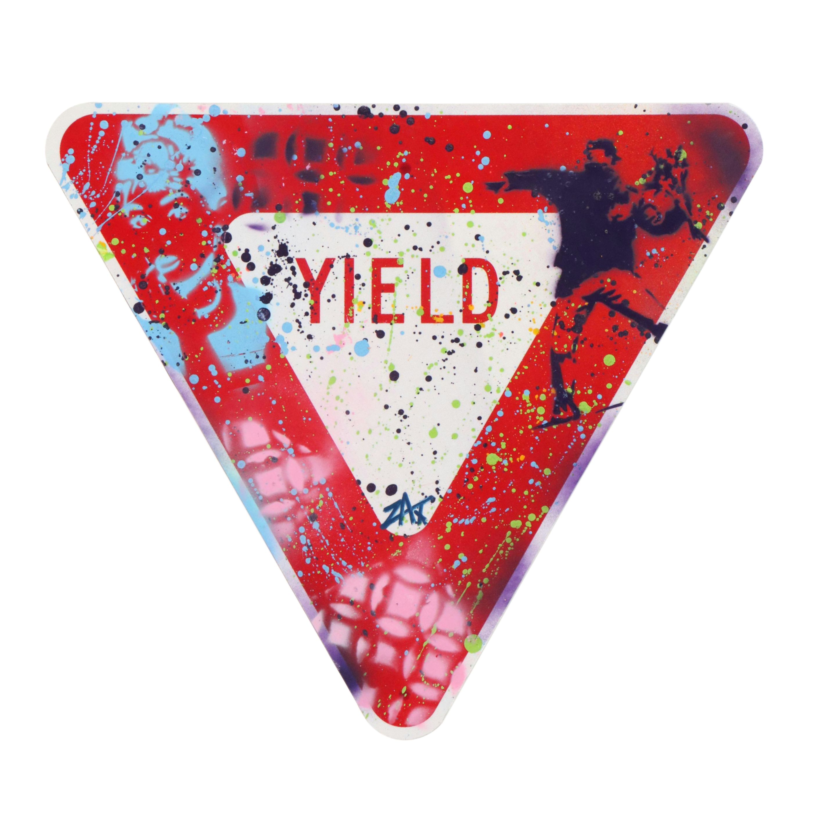 E.M. Zax Spray and Splatter Painted Yield Sign