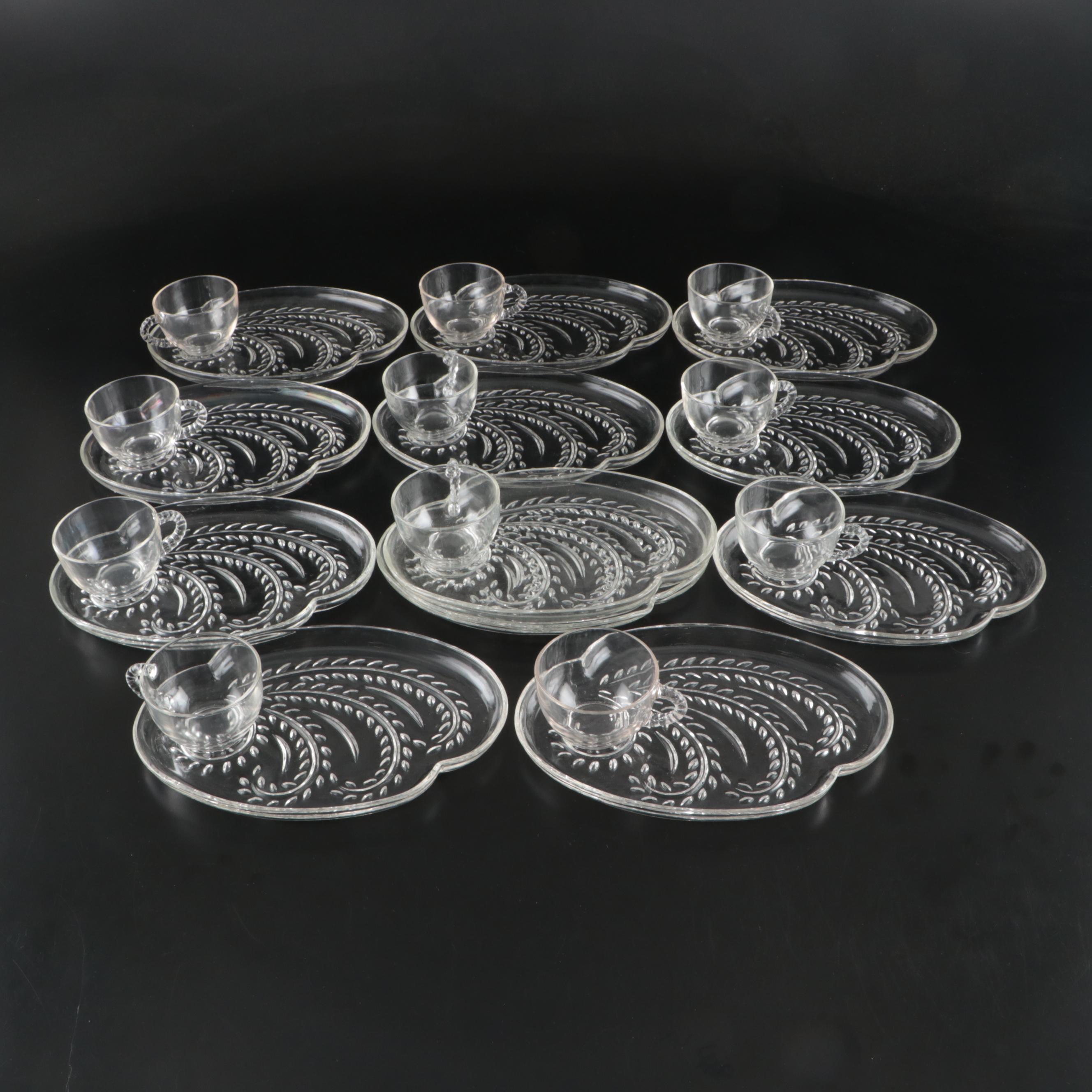 Imperial Glass "Candlewick" and Homestead Wheat Pattern Plates & Teacups