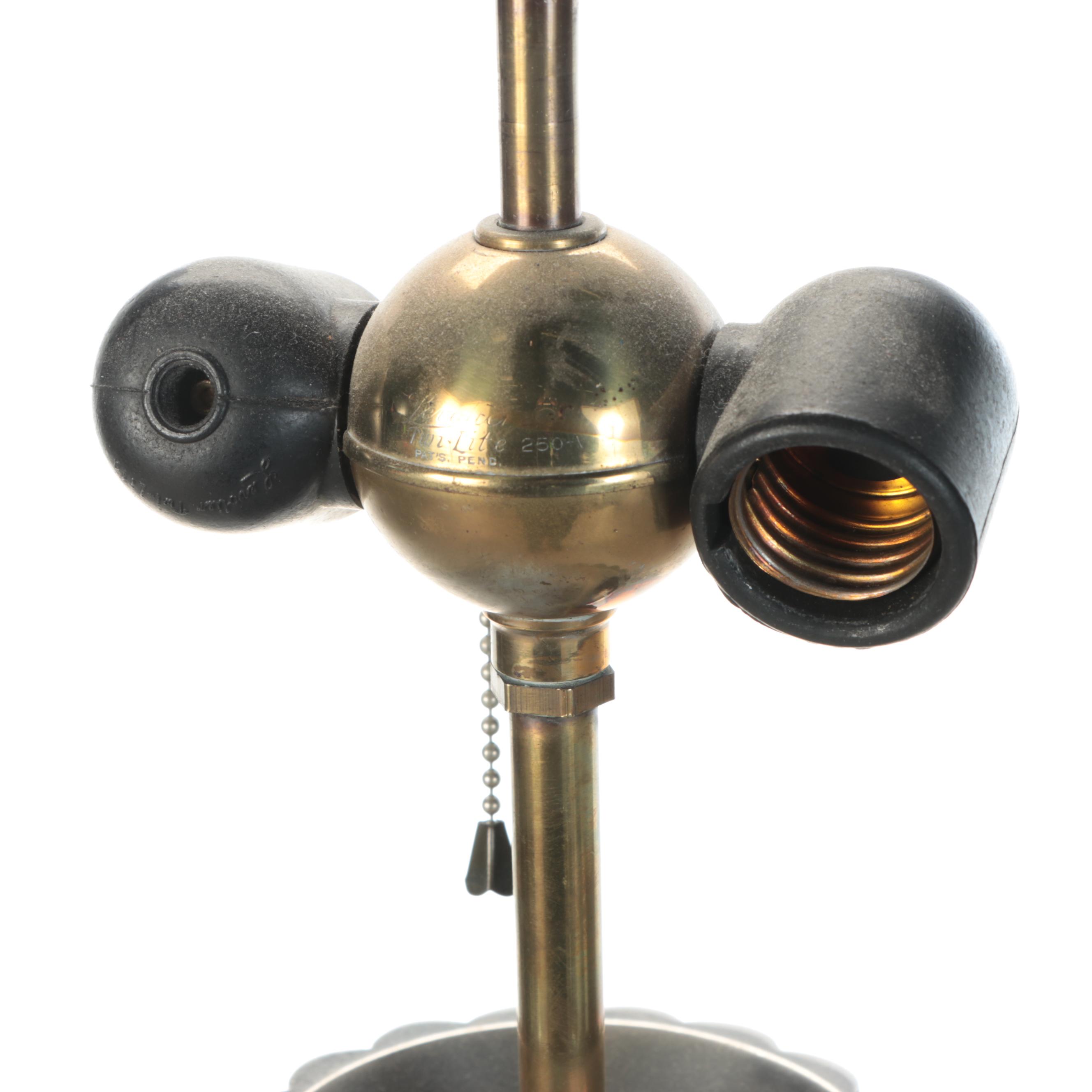 French Provincial Style Patinated Metal and Brass Floor Lamp with Shirred Shade