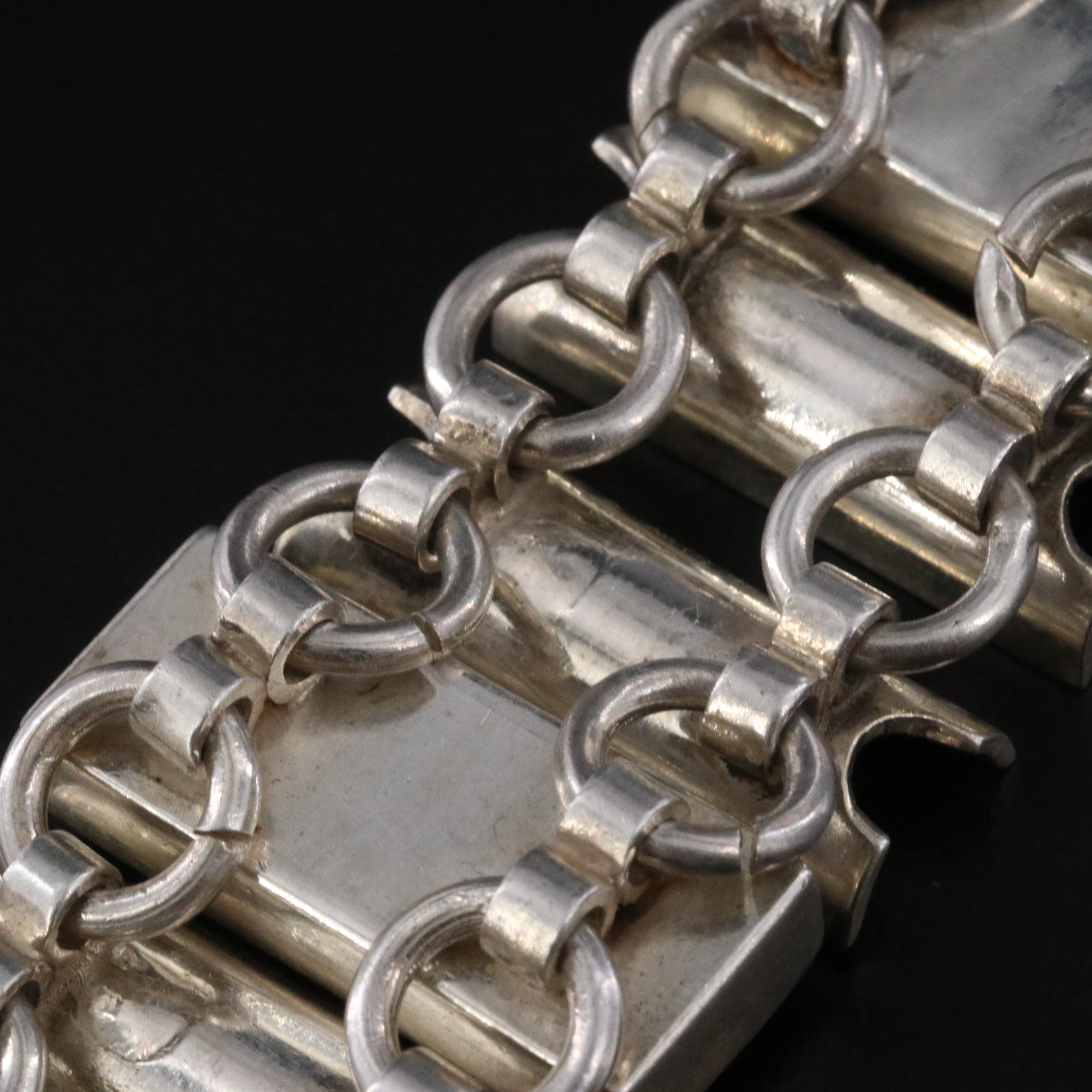 Contemporary Mexican Sterling Faux Turquoise Bracelet