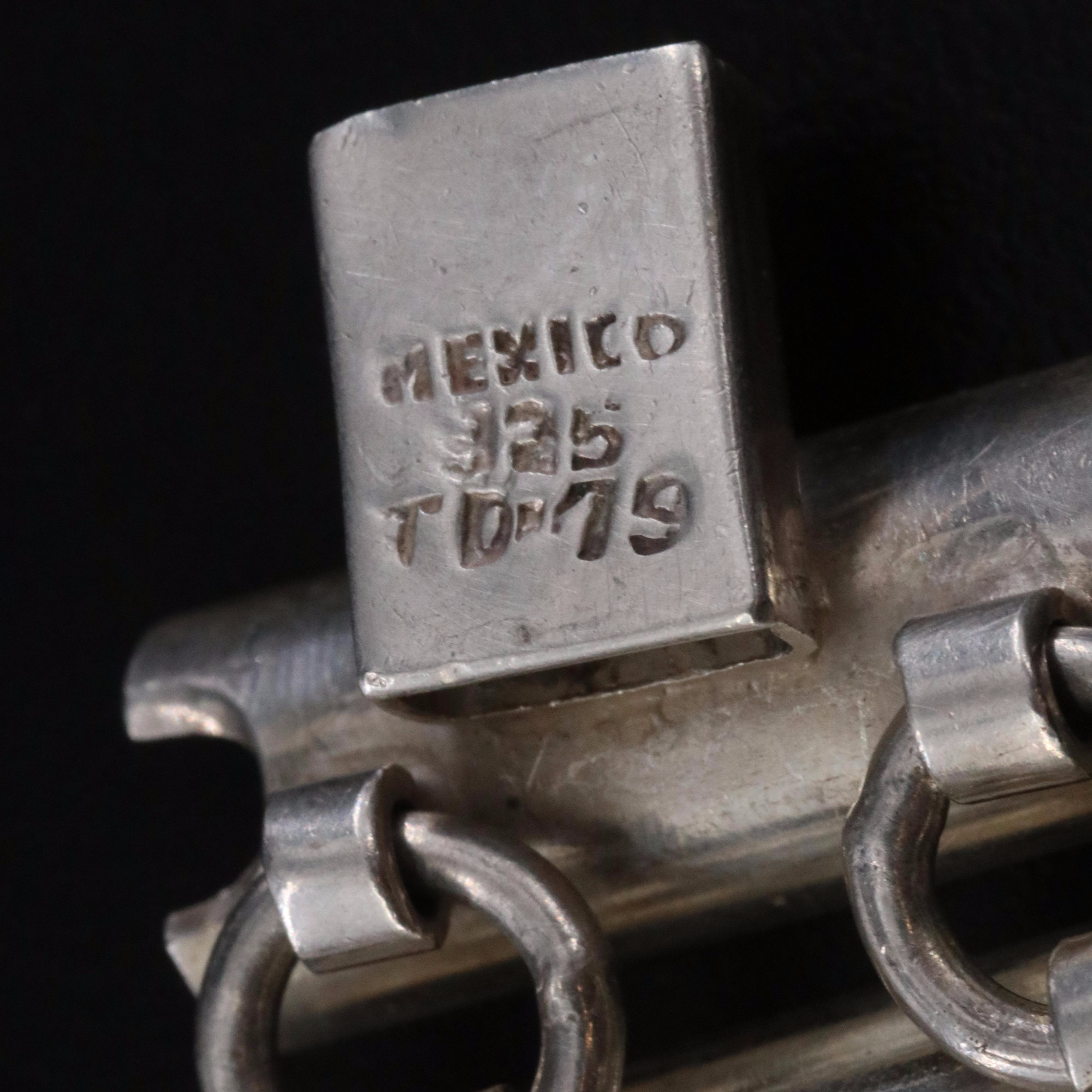 Contemporary Mexican Sterling Faux Turquoise Bracelet