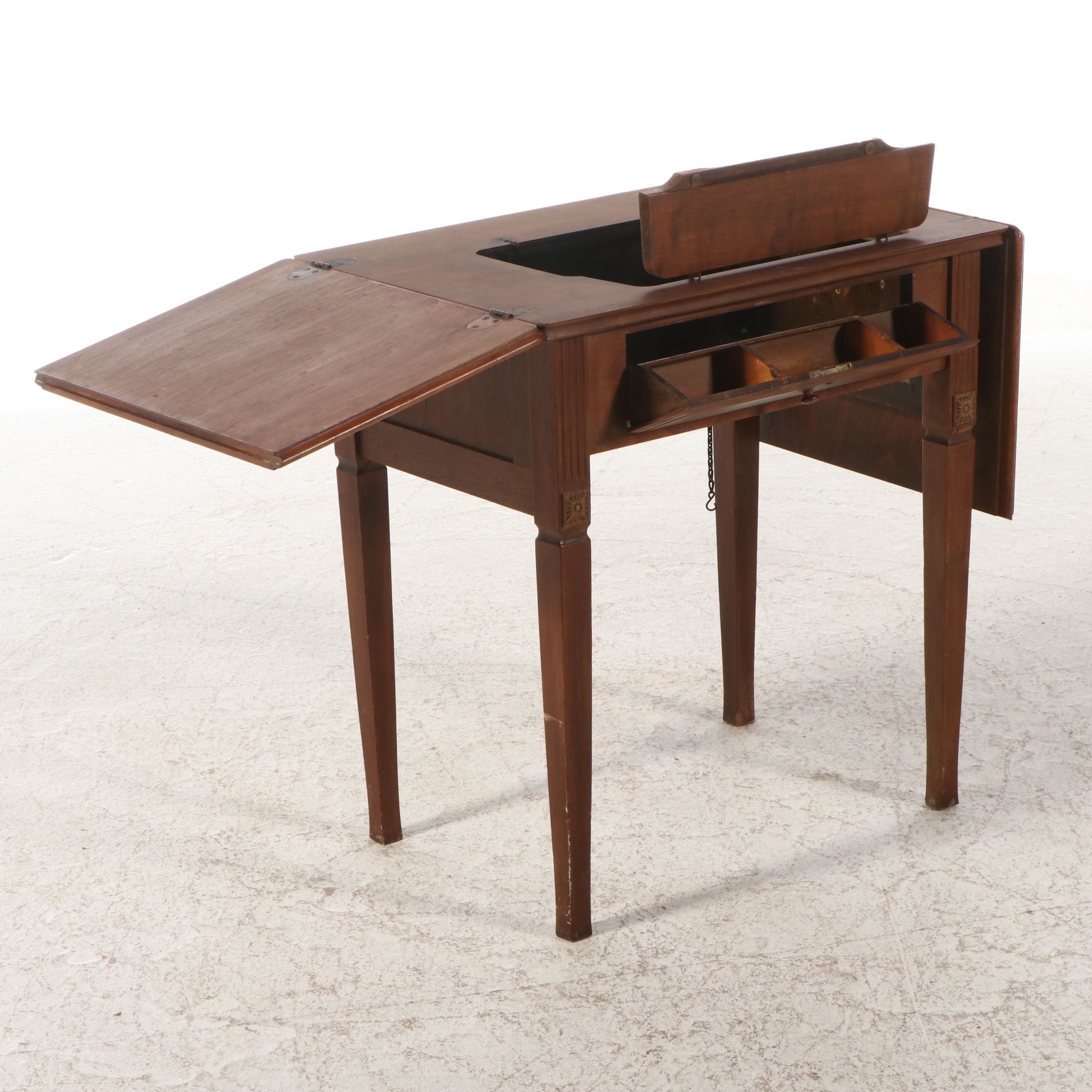 Edwardian Walnut Finish Style Metamorphic Small Writing Desk, Early 20th Century