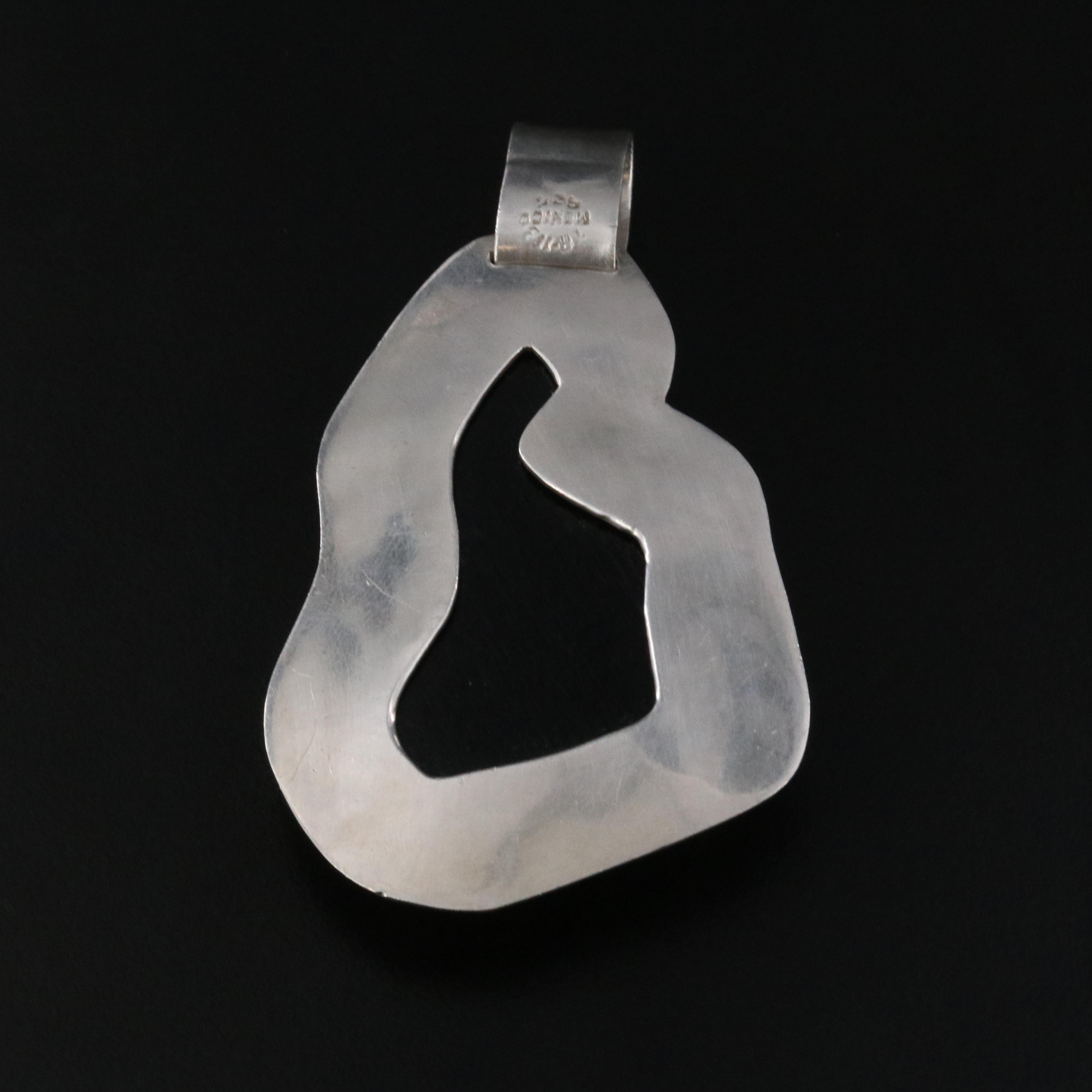 Mexican Sterling Fused Art Glass Pendant