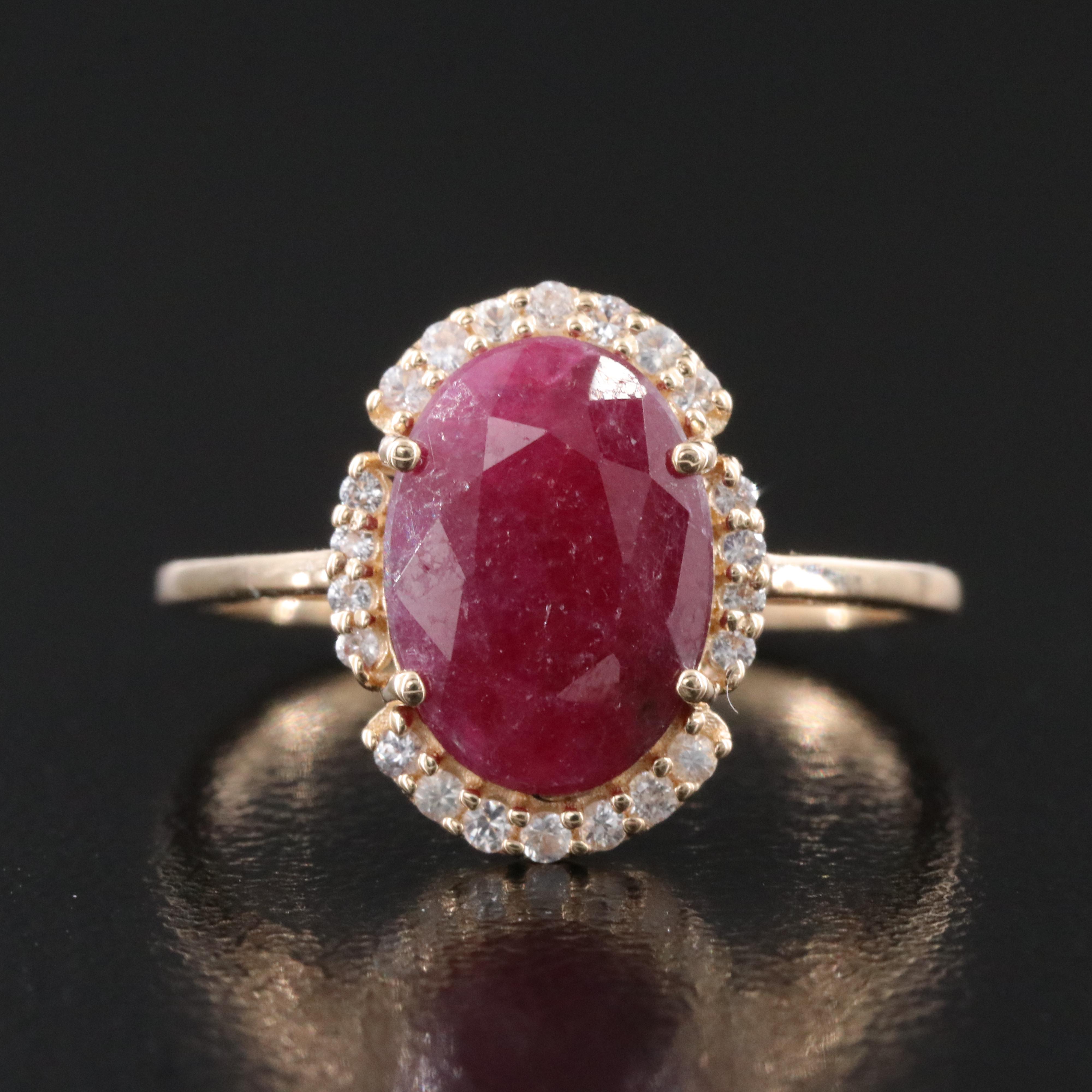 14K 3.38 CT Ruby and White Sapphire Ring