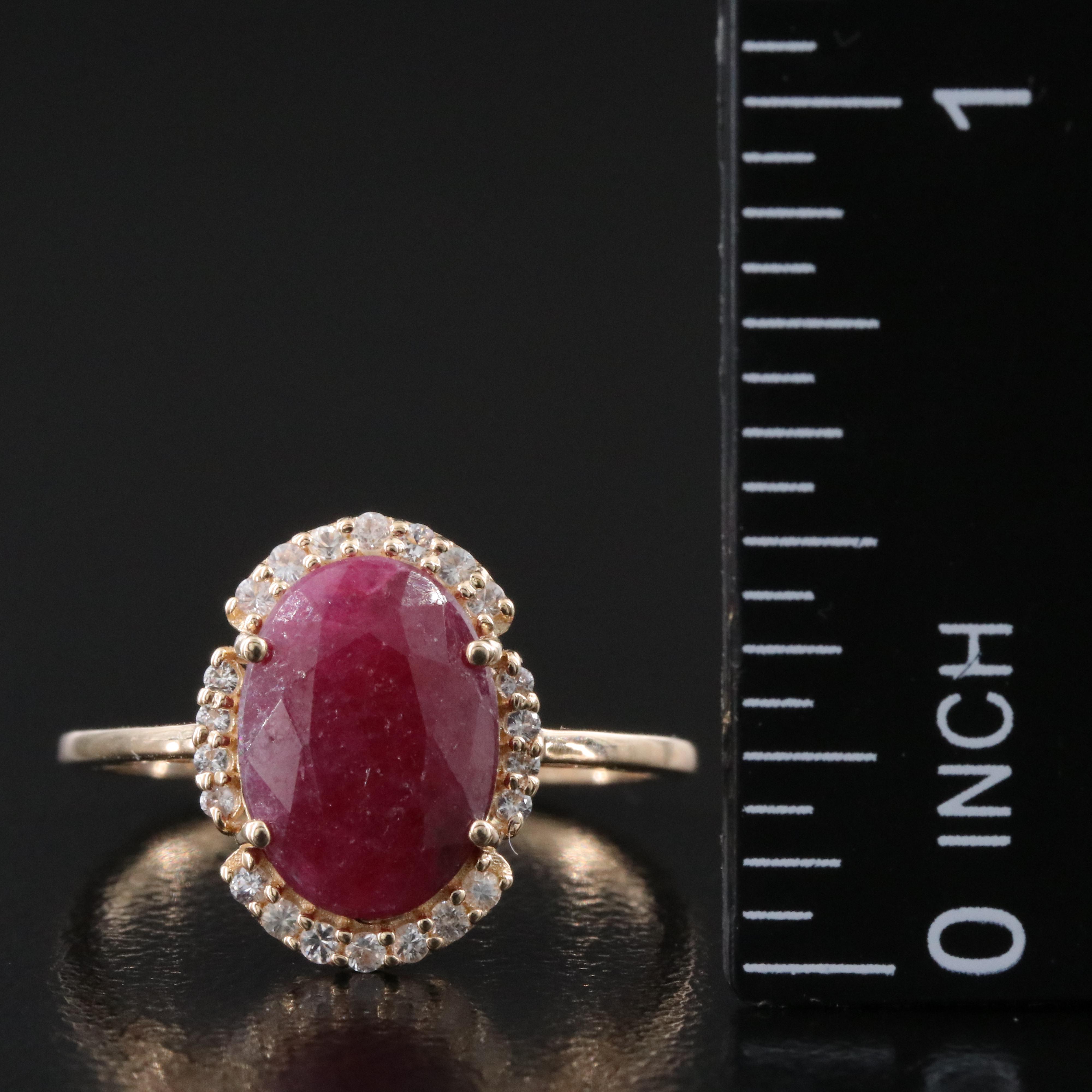 14K 3.38 CT Ruby and White Sapphire Ring