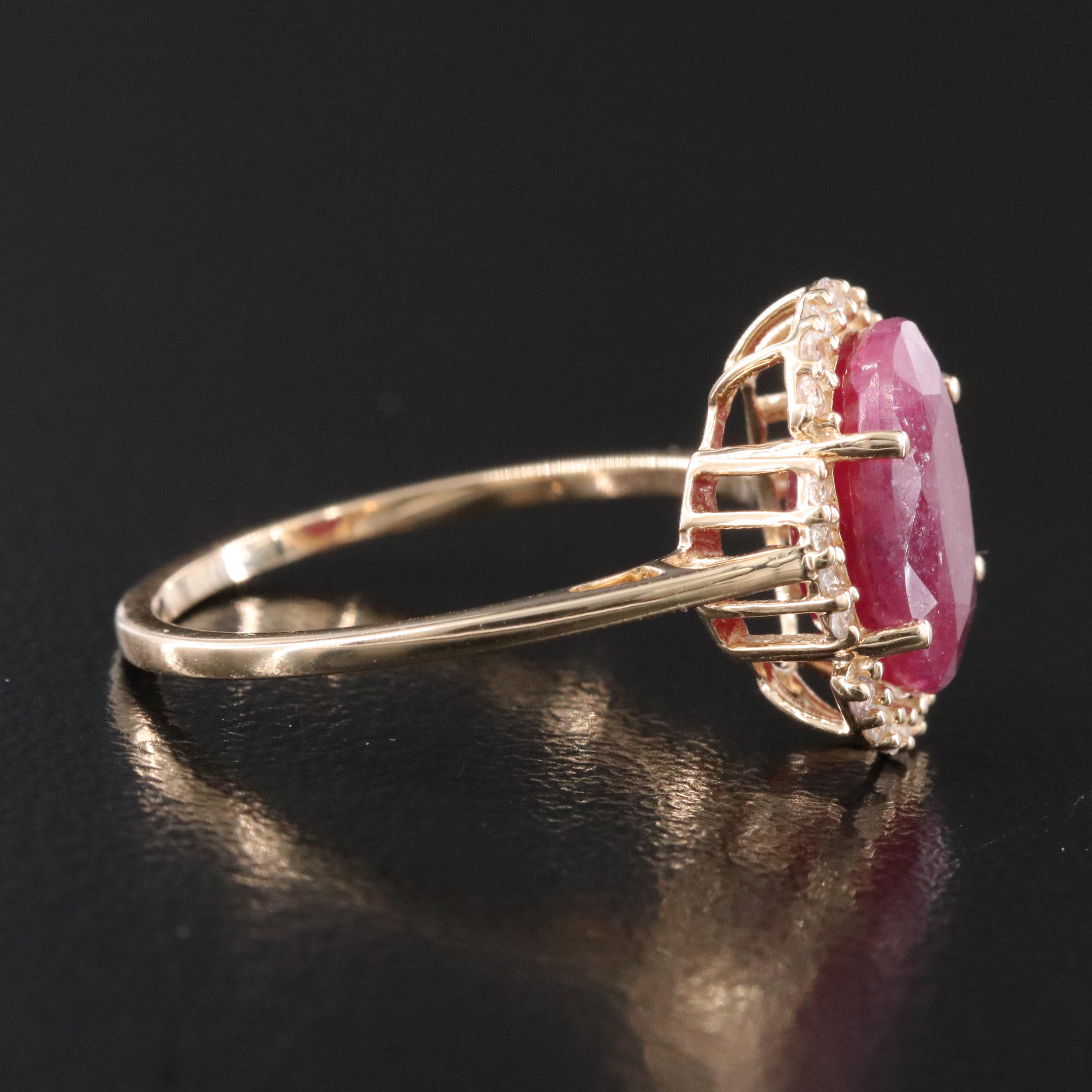 14K 3.38 CT Ruby and White Sapphire Ring