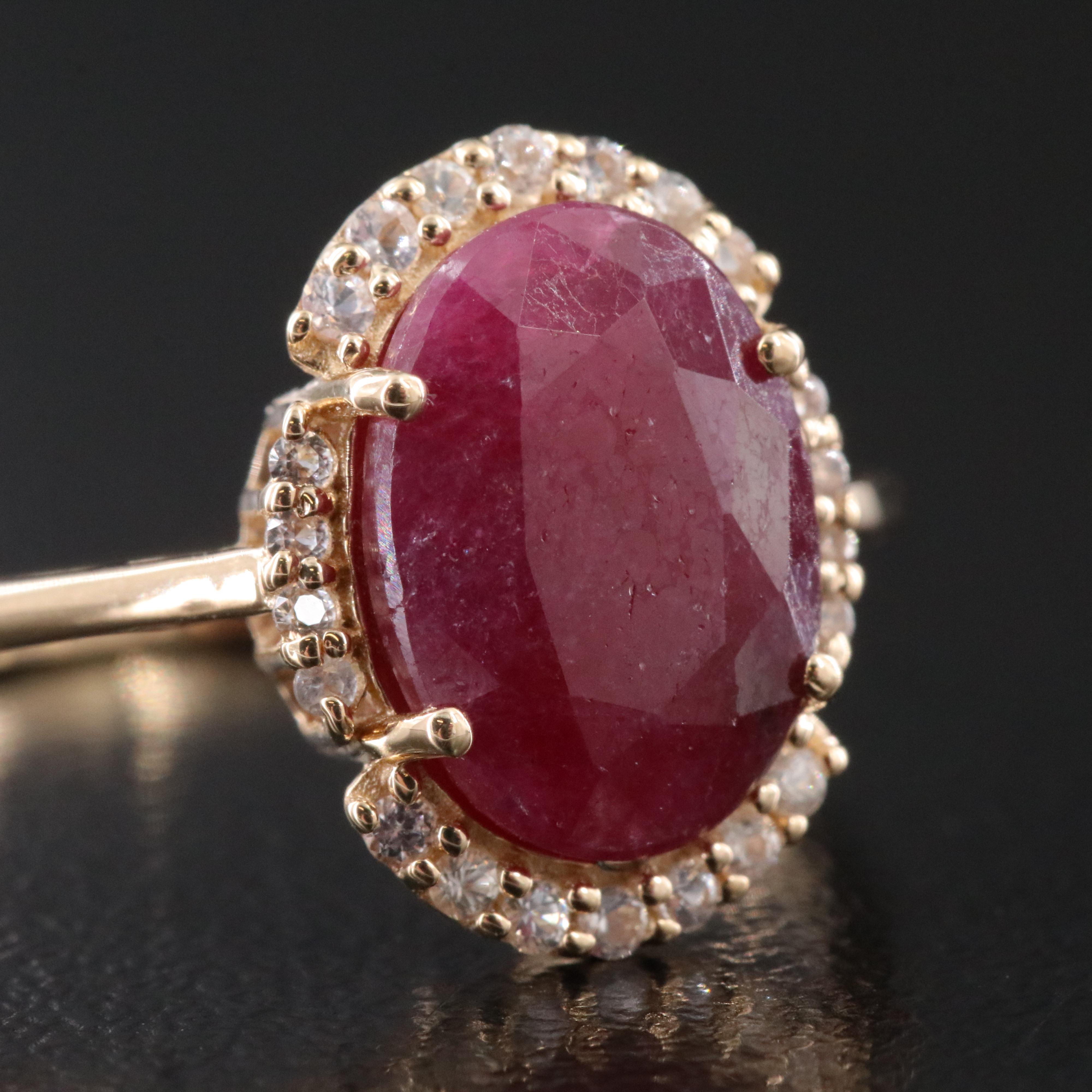 14K 3.38 CT Ruby and White Sapphire Ring