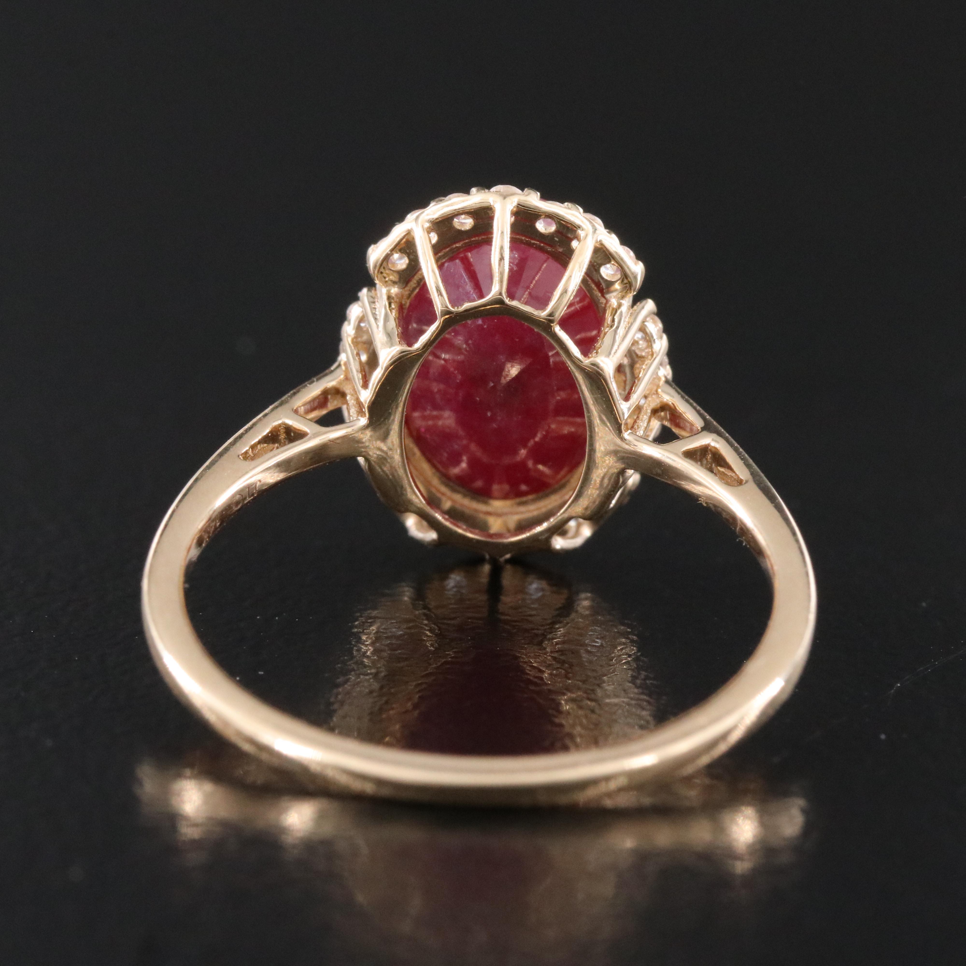 14K 3.38 CT Ruby and White Sapphire Ring