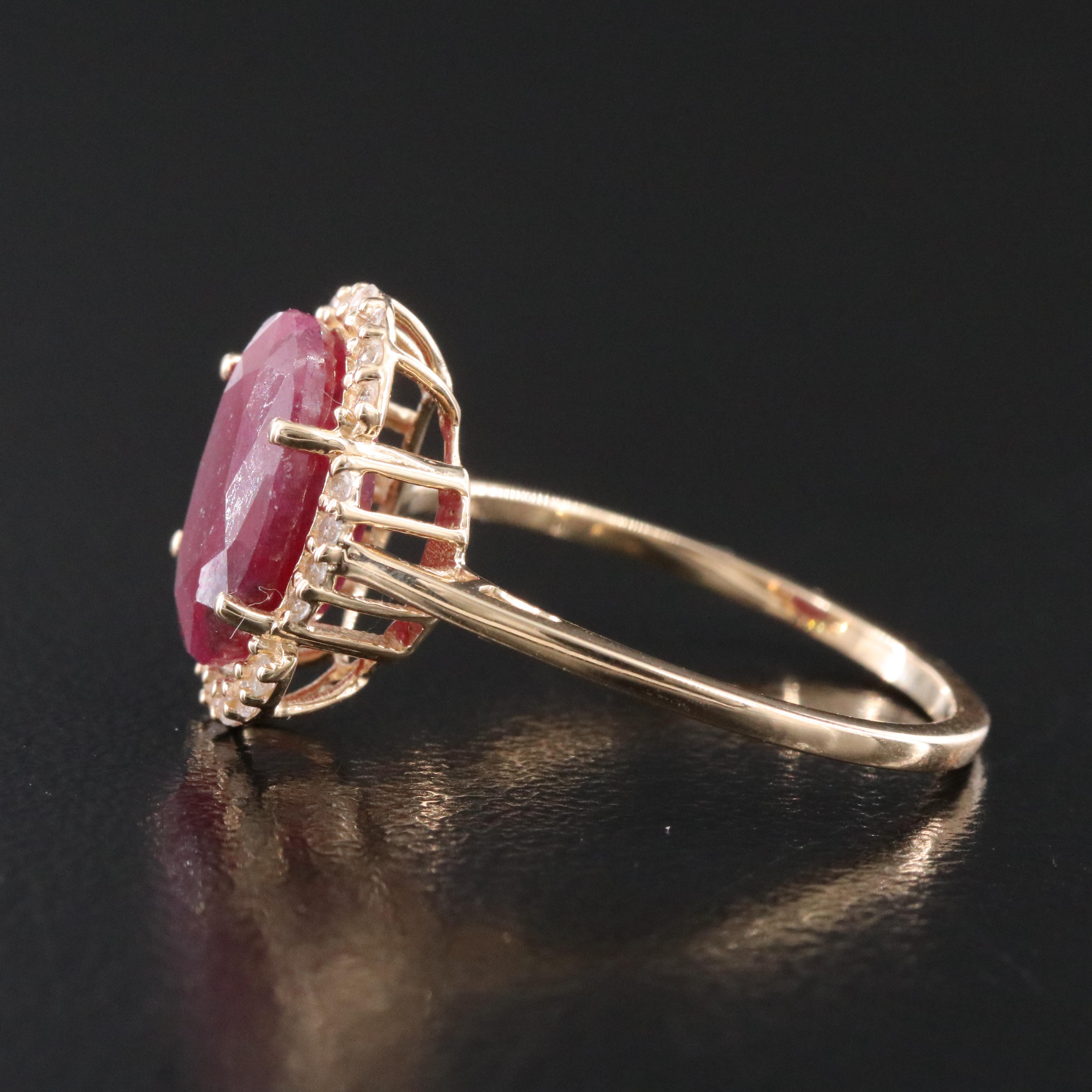 14K 3.38 CT Ruby and White Sapphire Ring
