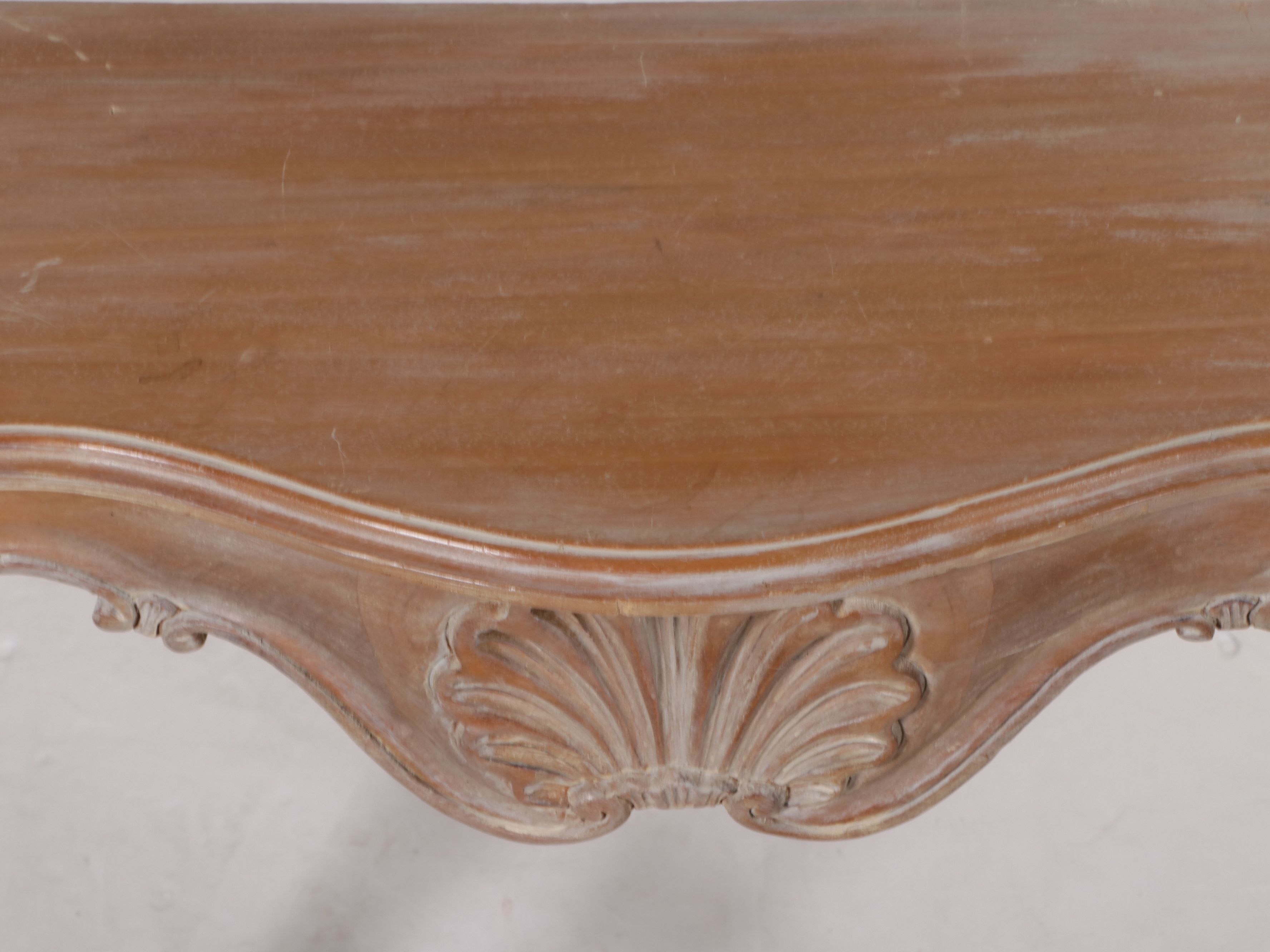 French Provincial Style Carved Wood Demilune Console Table
