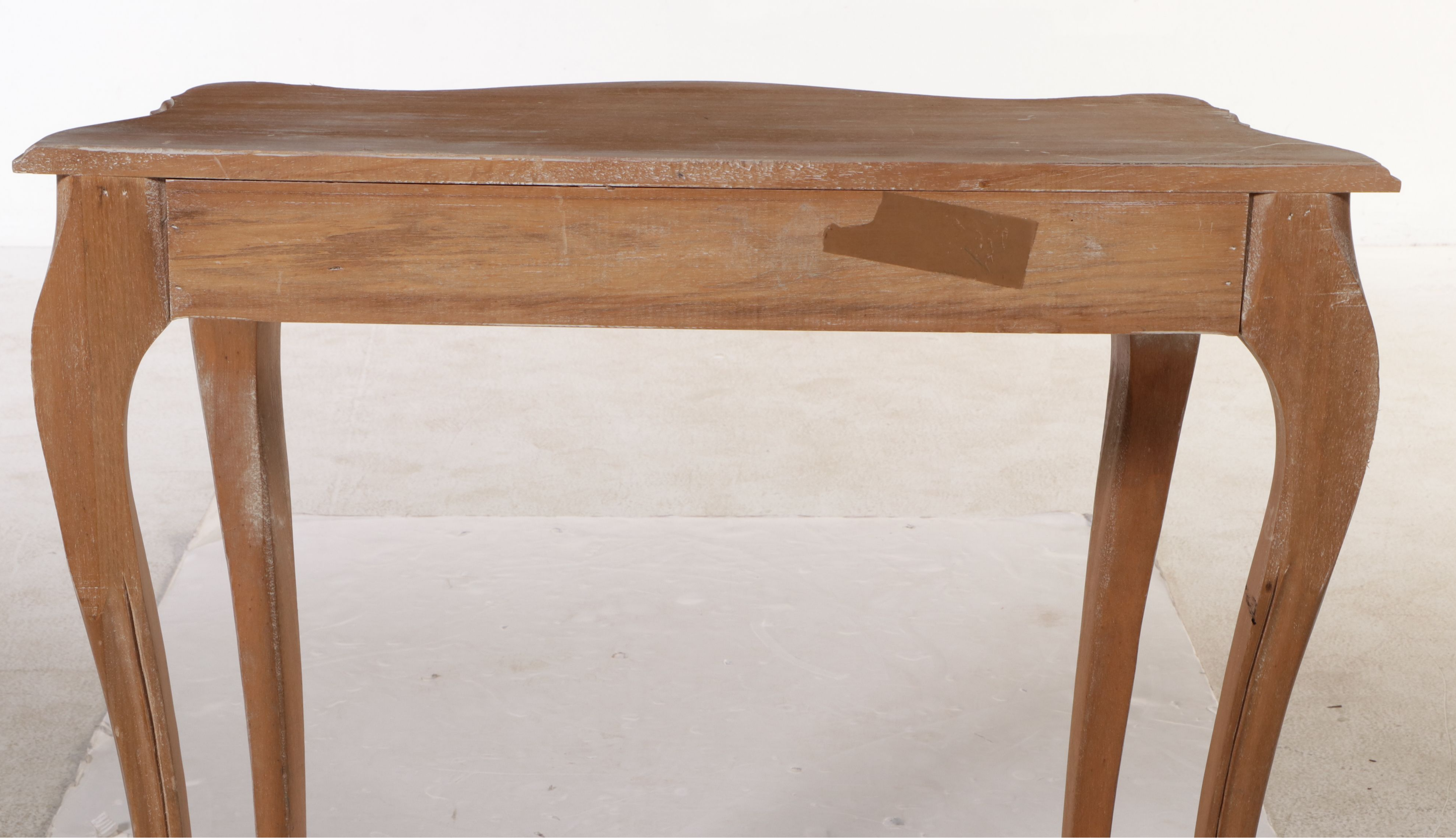 French Provincial Style Carved Wood Demilune Console Table