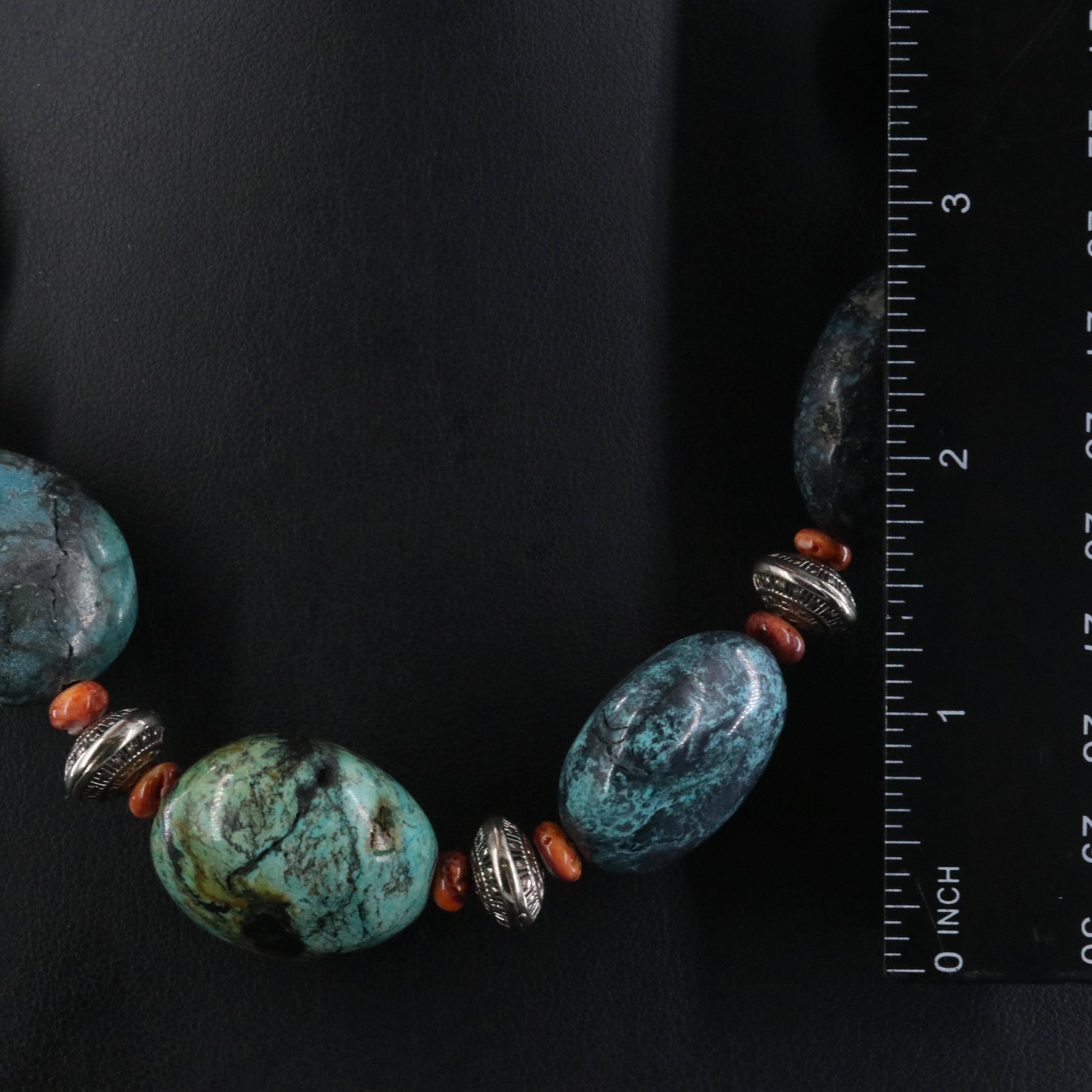 Turquoise and Spiny Oyster Bead Necklace