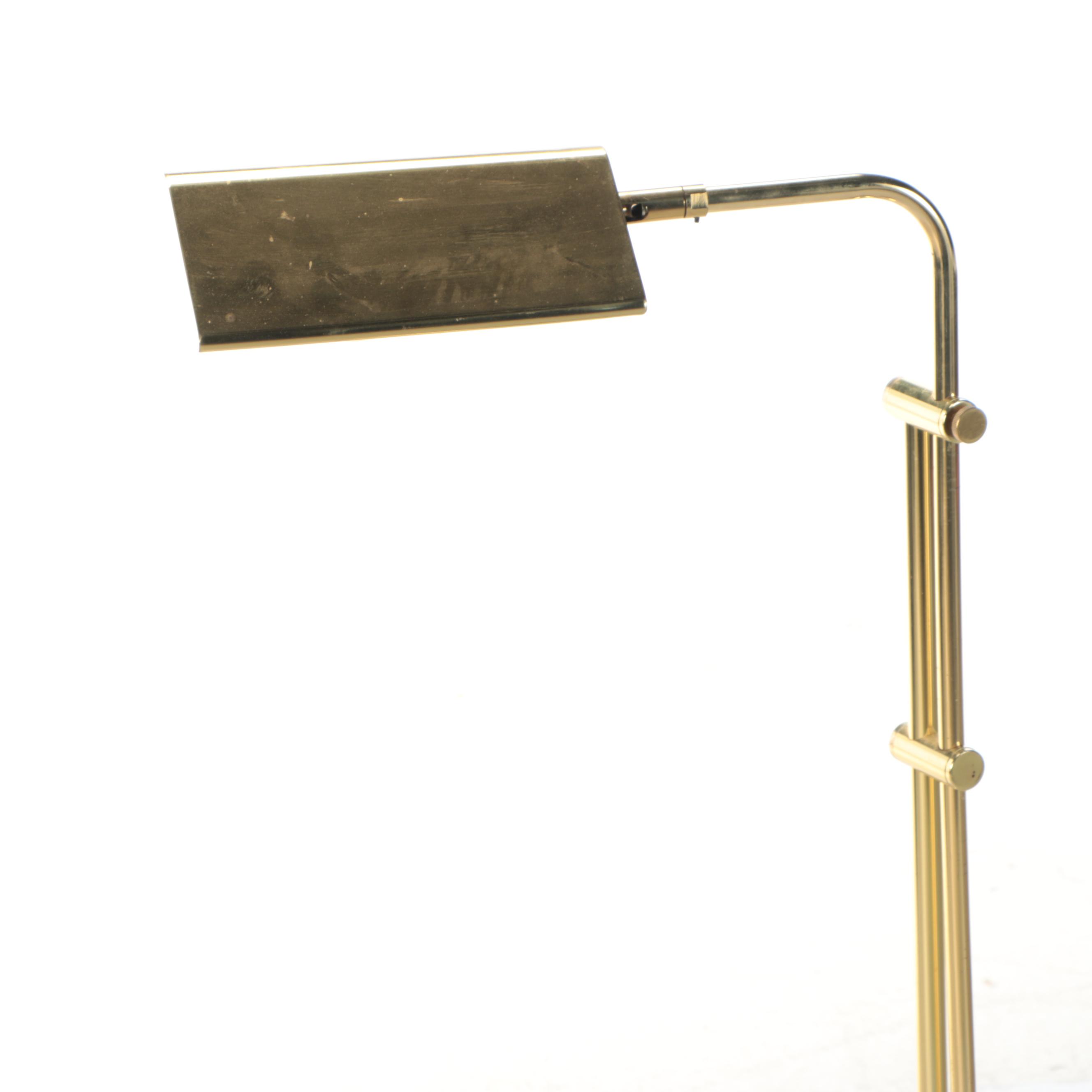 Brushed Brass Finish Pharmacy Style Floor Lamp, Late 20th Century
