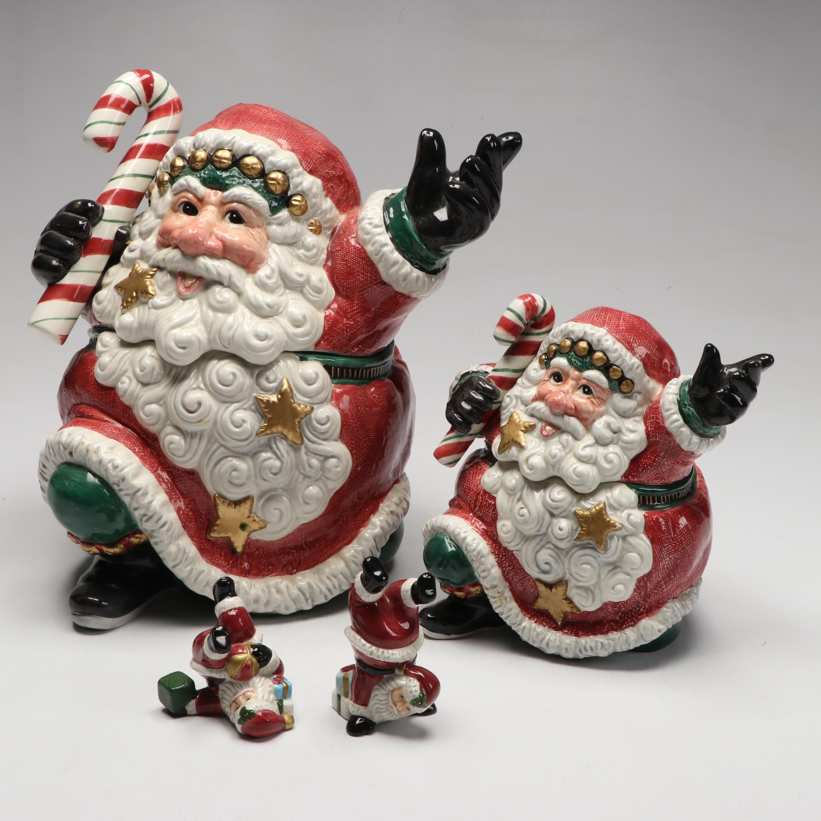 Fitz & Floyd Porcelain Santa Cookie Jars and Santa Figurines