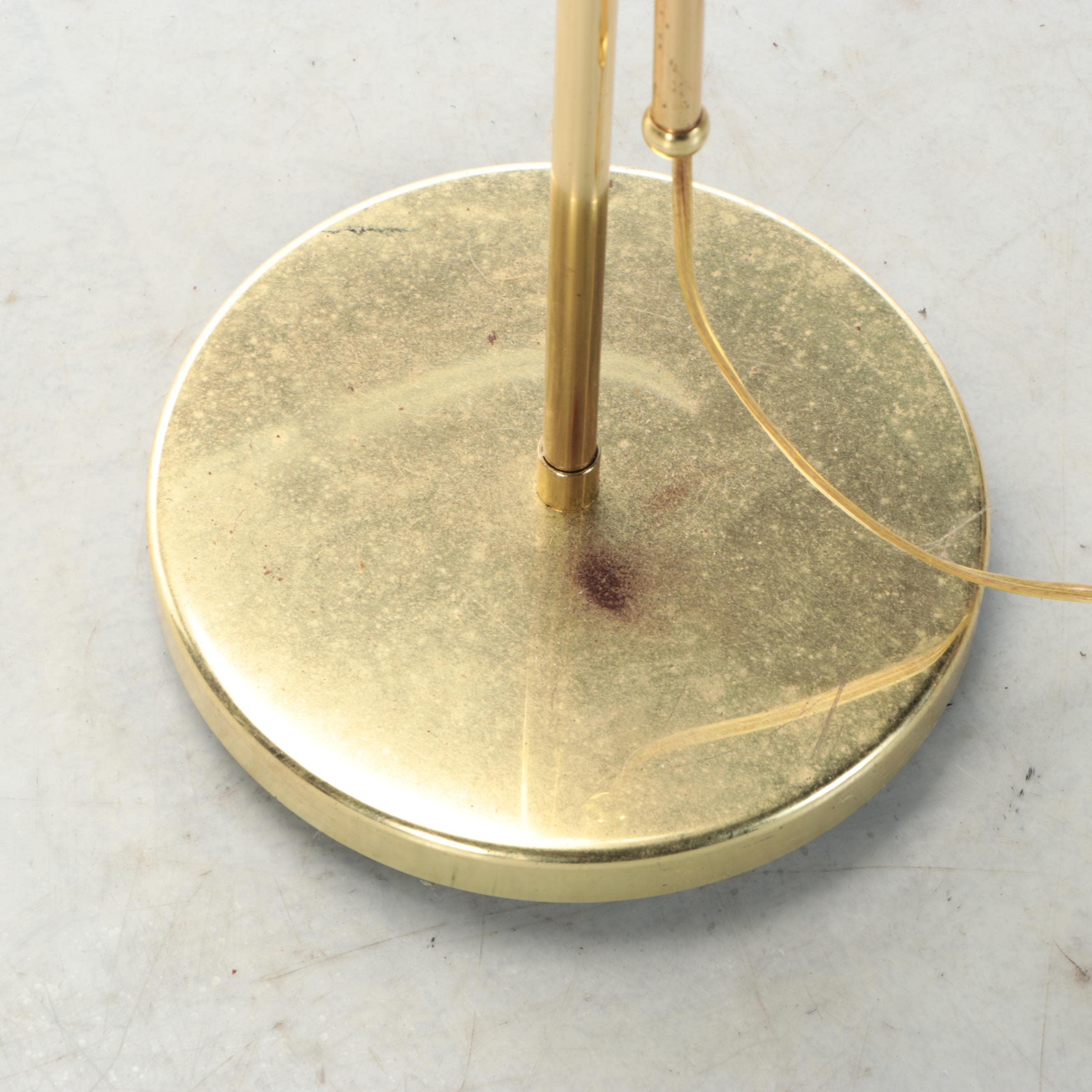 Brushed Brass Finish Pharmacy Style Floor Lamp, Late 20th Century