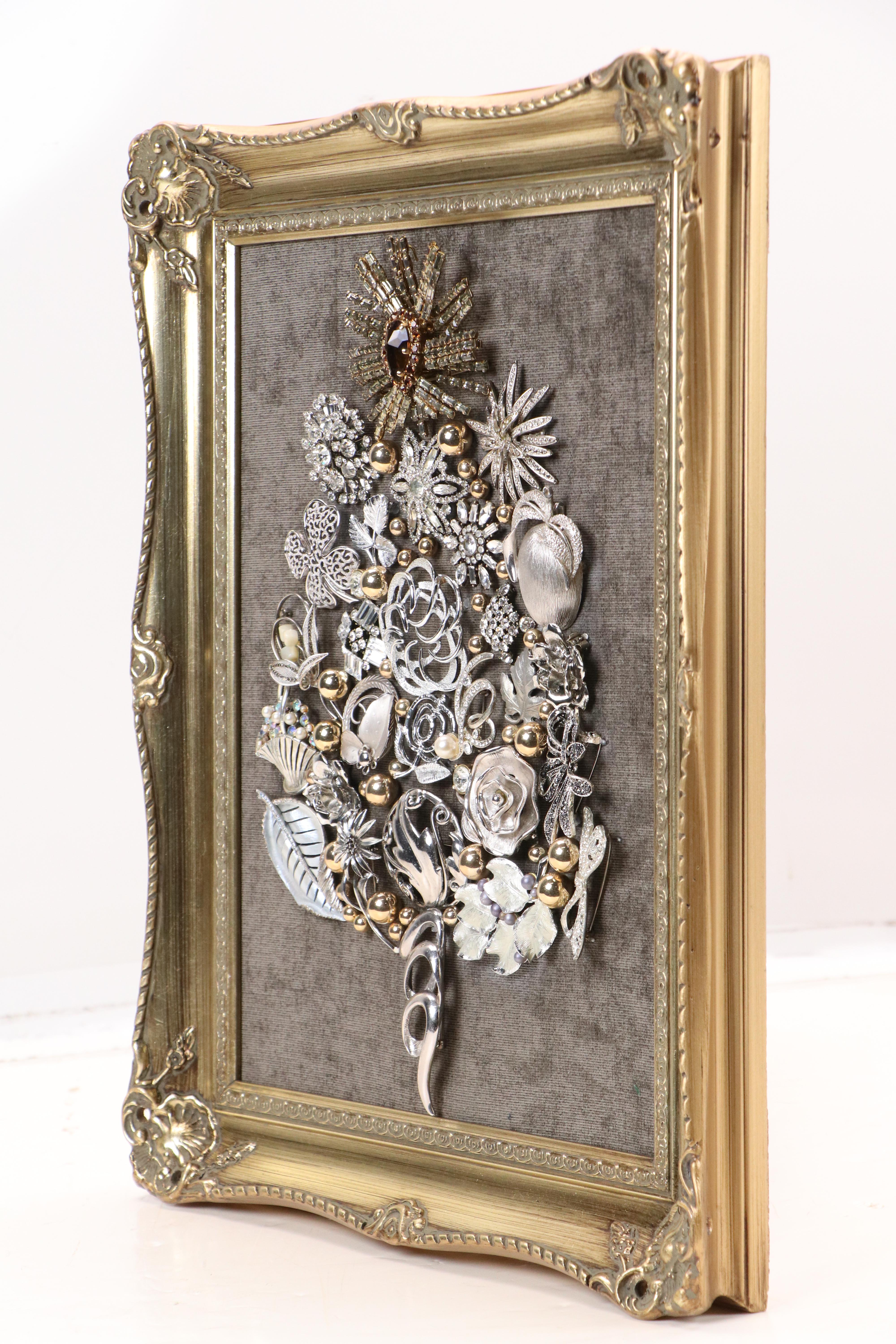 Karen Pagán Repurposed Jewelry Art Collage of Tree, 2025