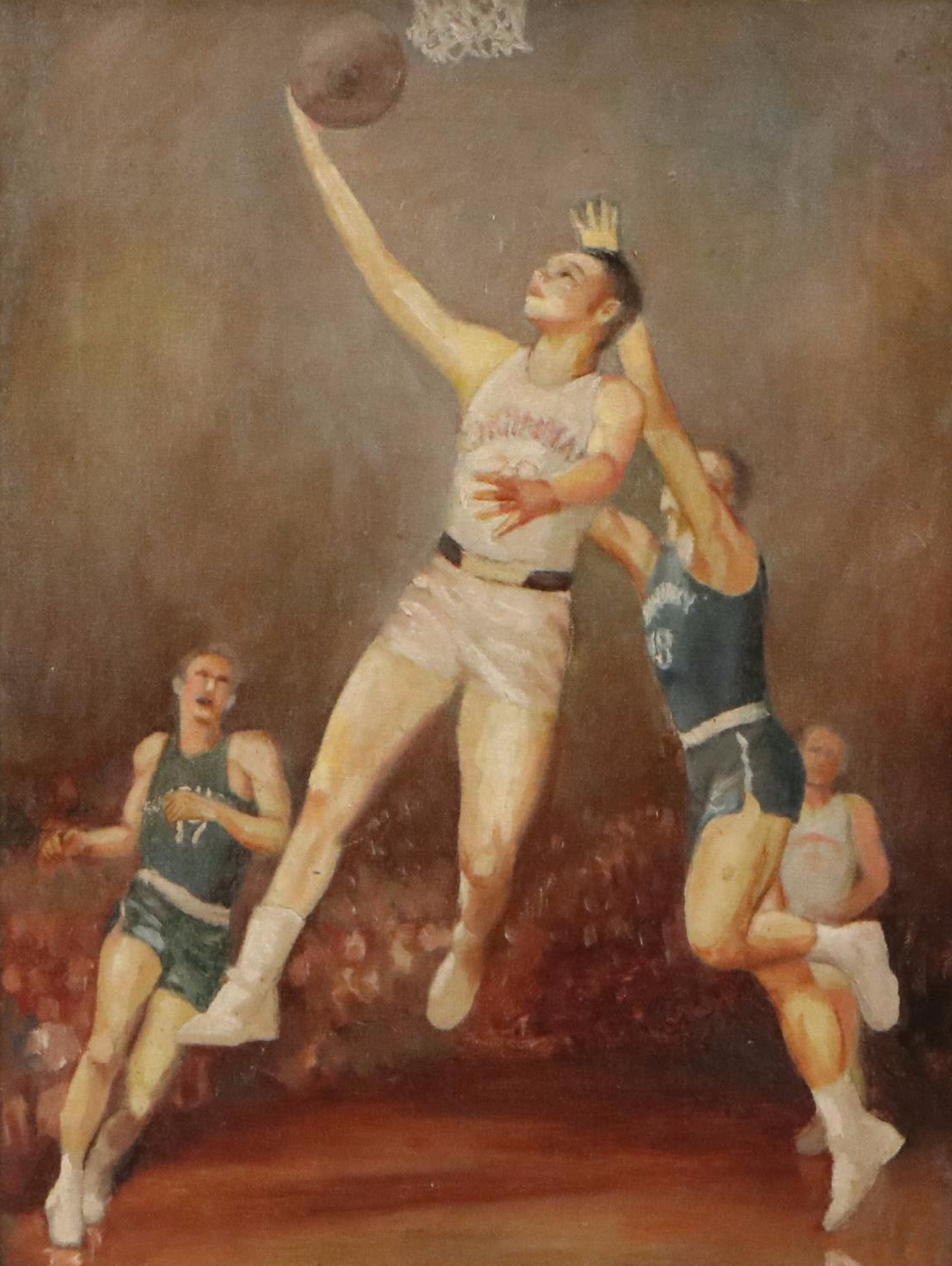 Oil Painting of UC vs. UK Basketball Game, Early 20th Century