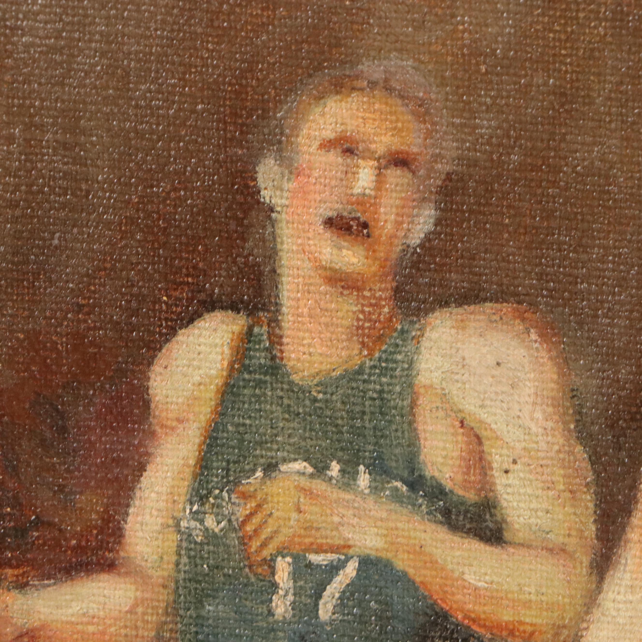 Oil Painting of UC vs. UK Basketball Game, Early 20th Century