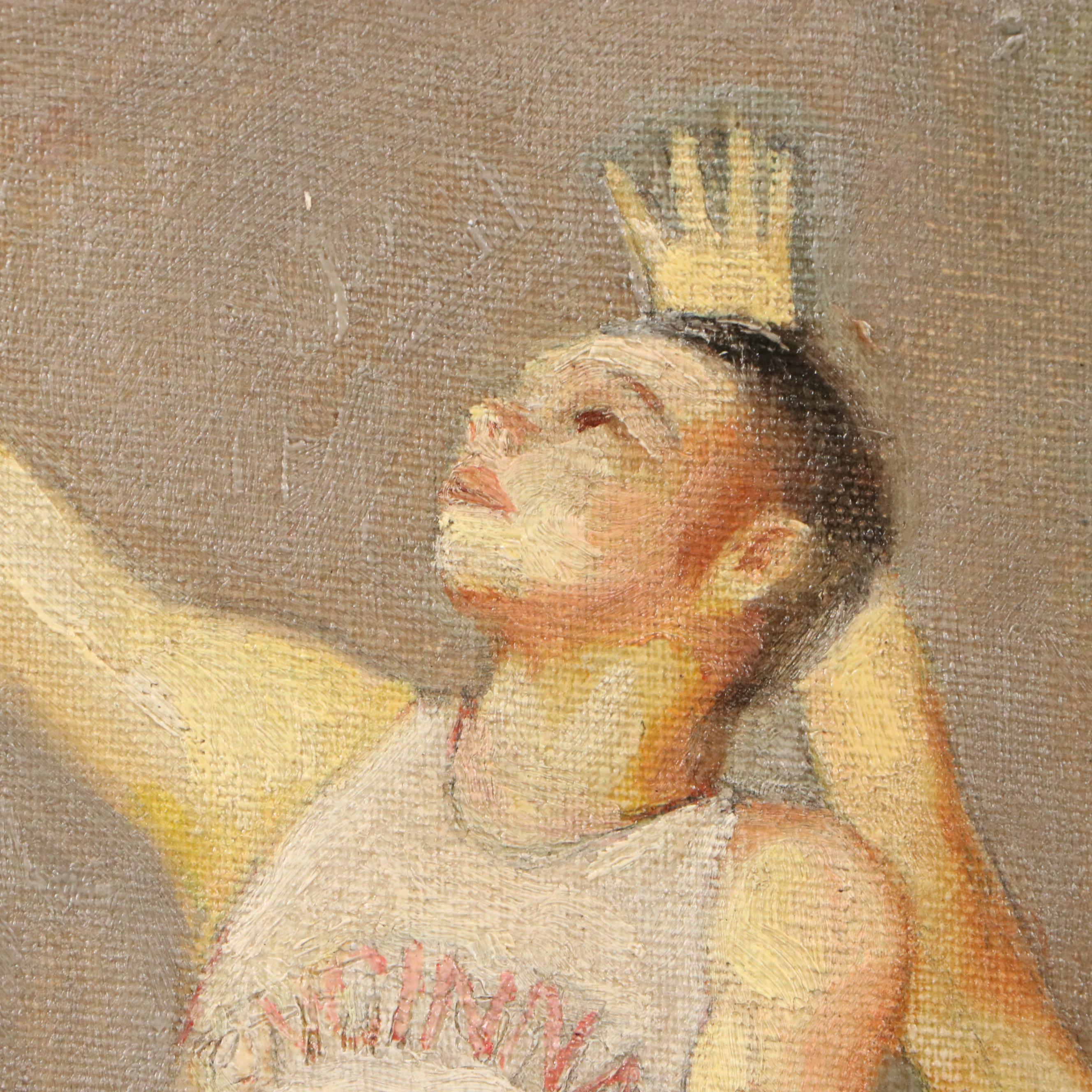 Oil Painting of UC vs. UK Basketball Game, Early 20th Century