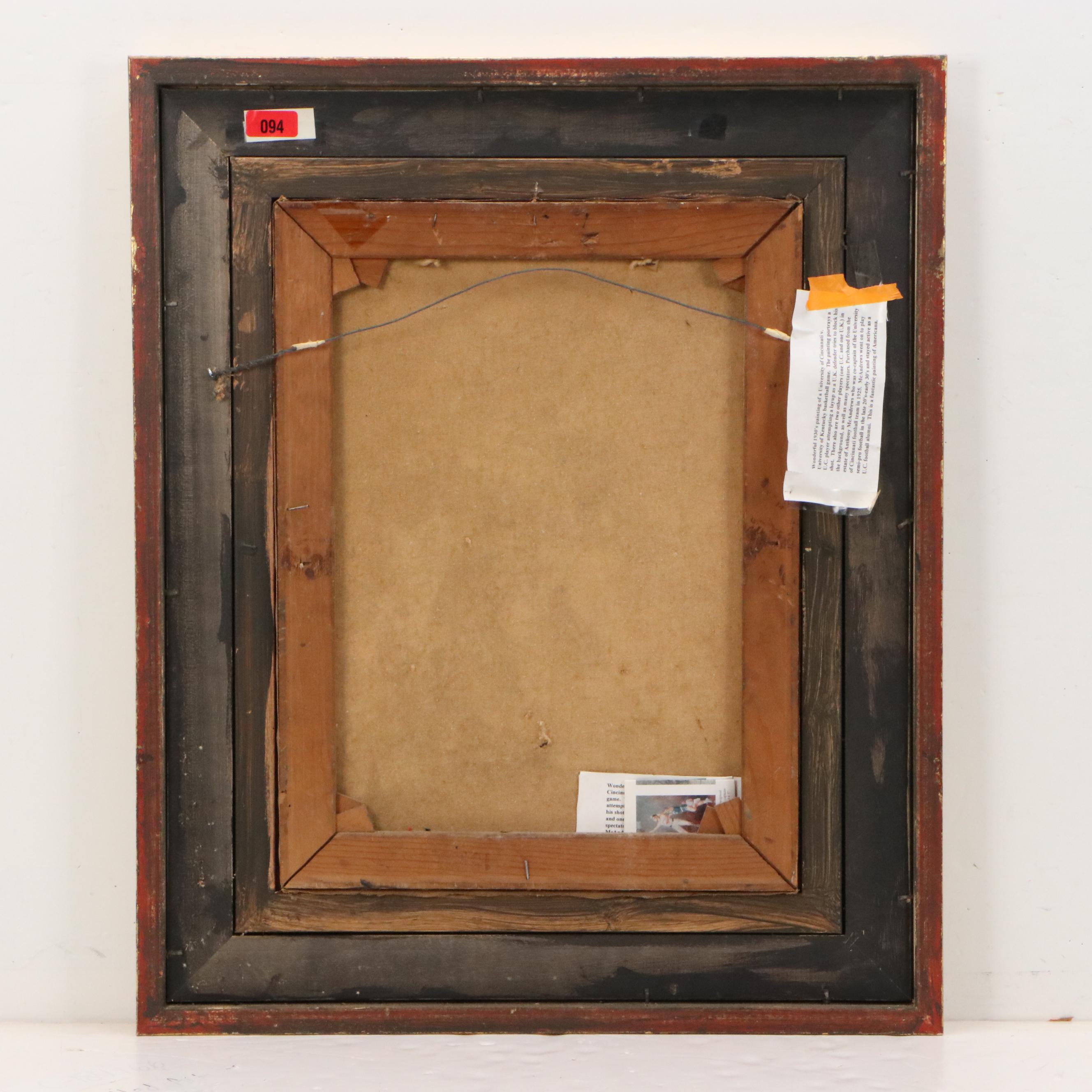 Oil Painting of UC vs. UK Basketball Game, Early 20th Century