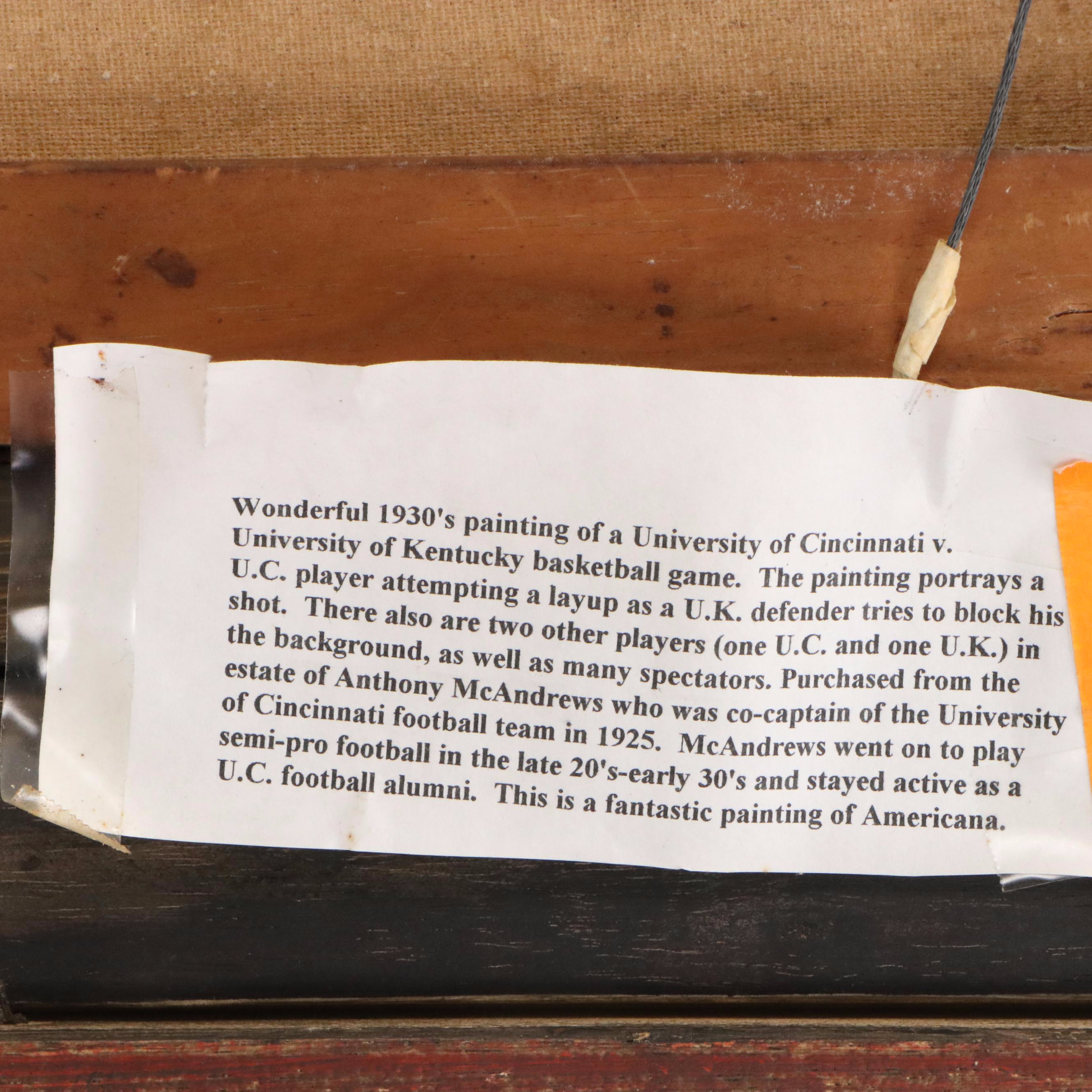 Oil Painting of UC vs. UK Basketball Game, Early 20th Century