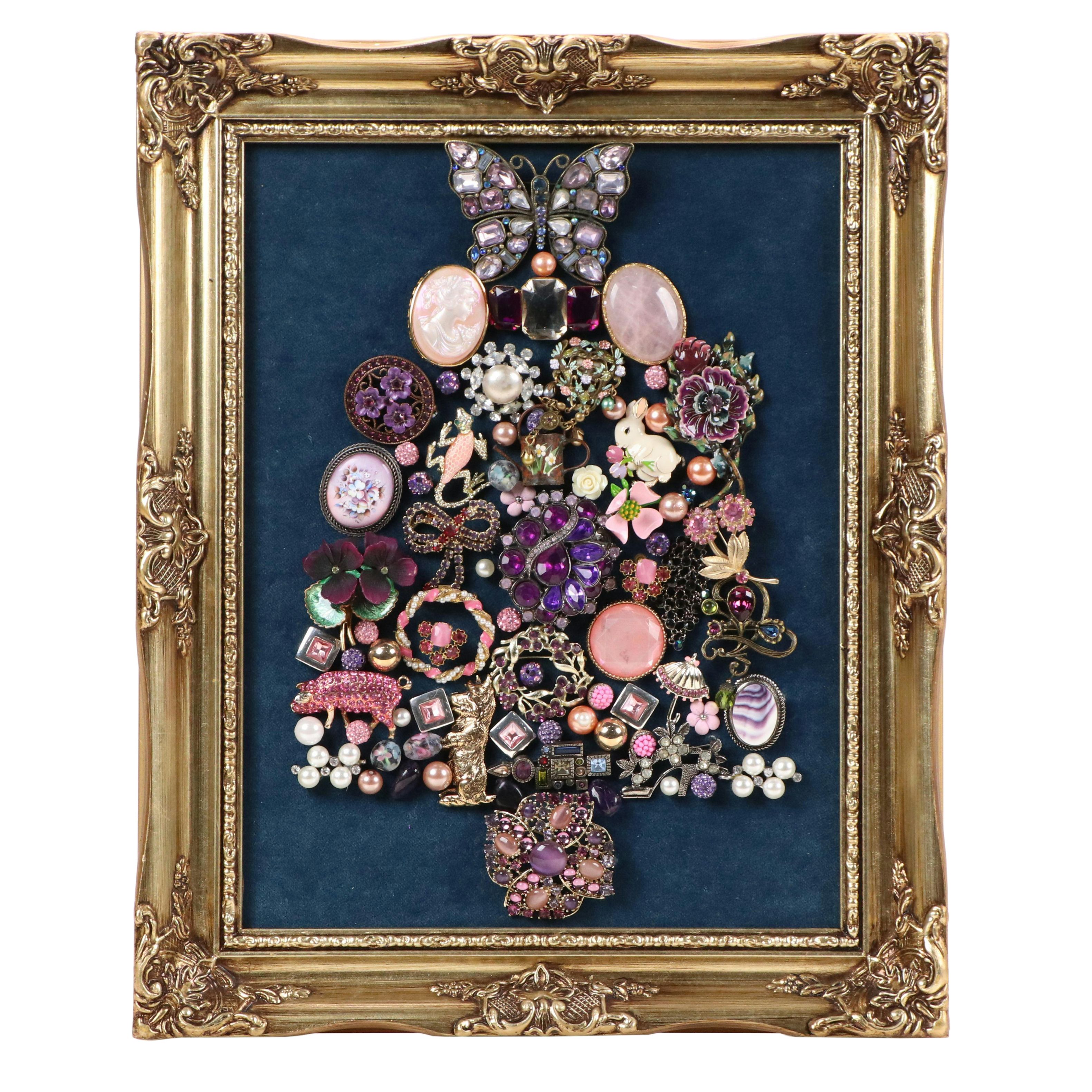 Karen Pagán Repurposed Jewelry Art Collage of Tree, 2025