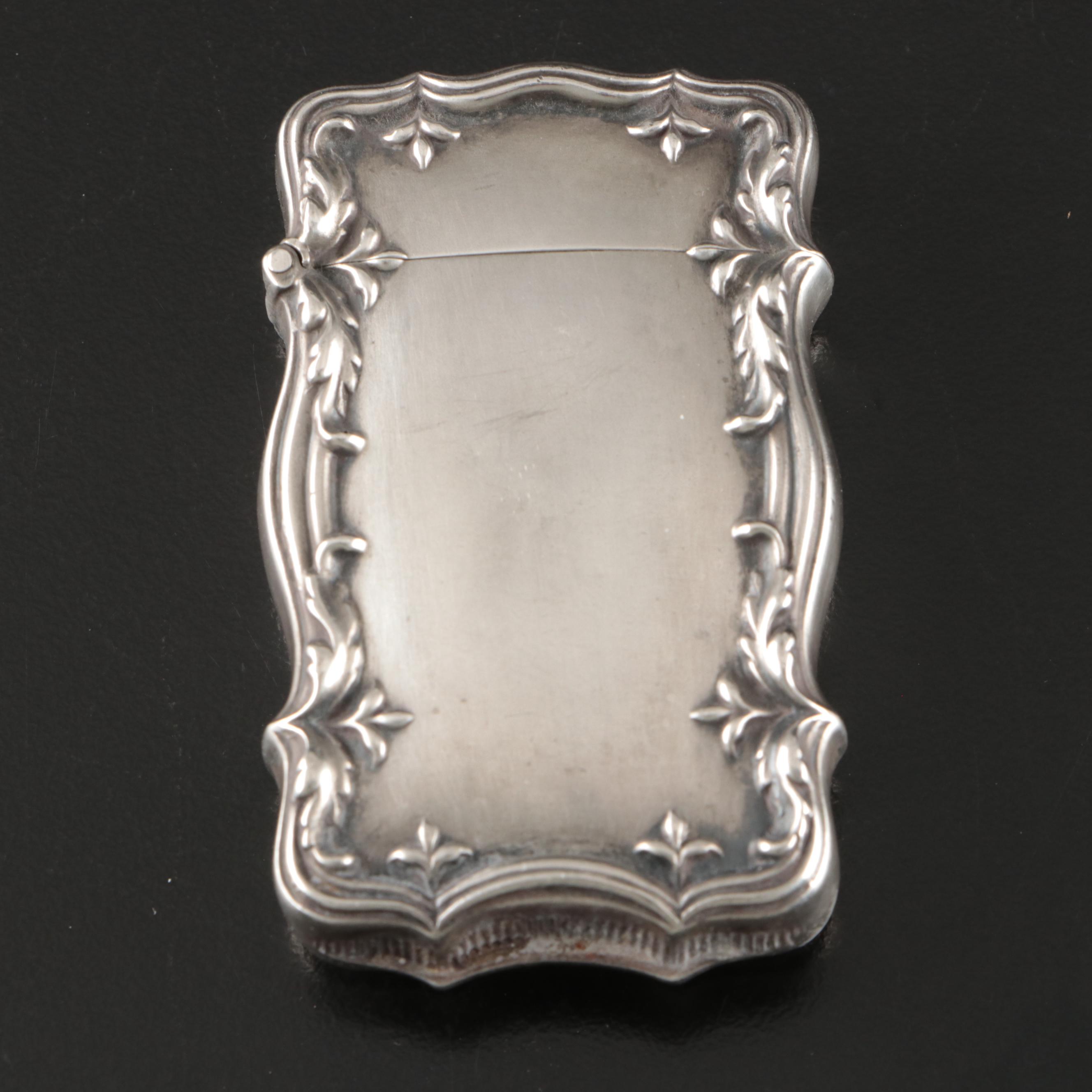 William Oliver Chased Sterling Snuffbox with Battin & Co. Sterling Match Safe