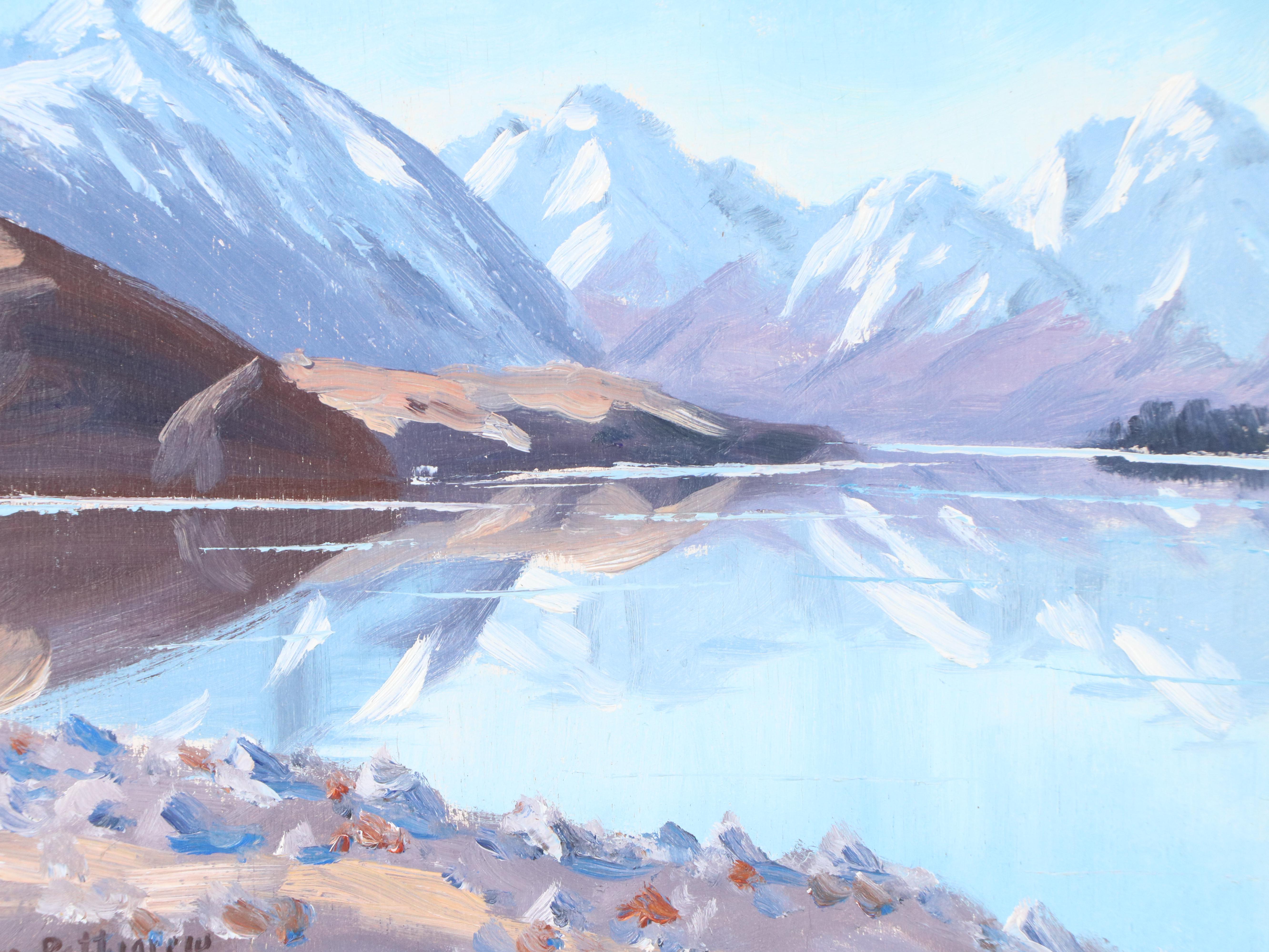 Gordon Pettigrew Mountainous Landscape Oil Painting "Lake Tekapo"