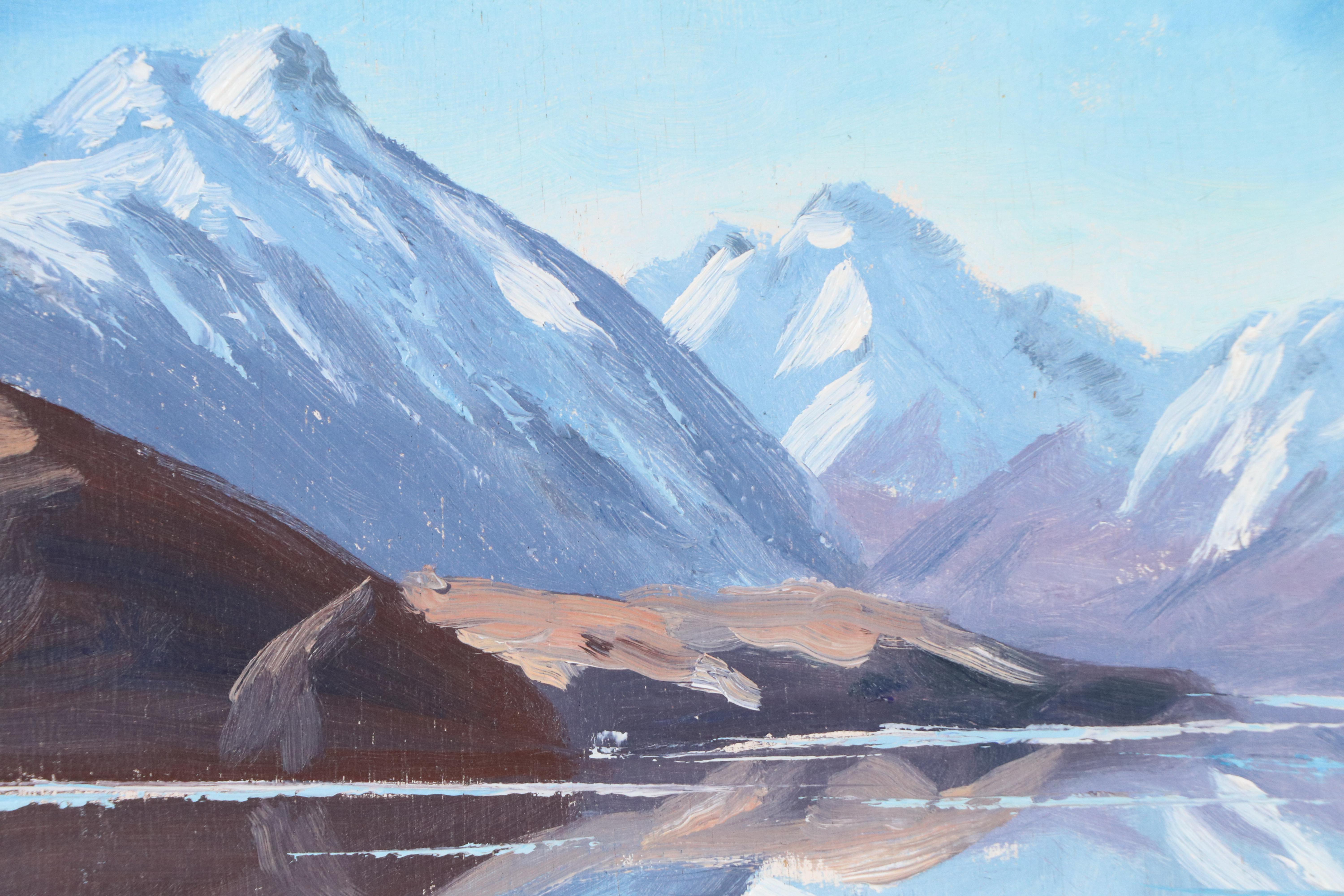 Gordon Pettigrew Mountainous Landscape Oil Painting "Lake Tekapo"