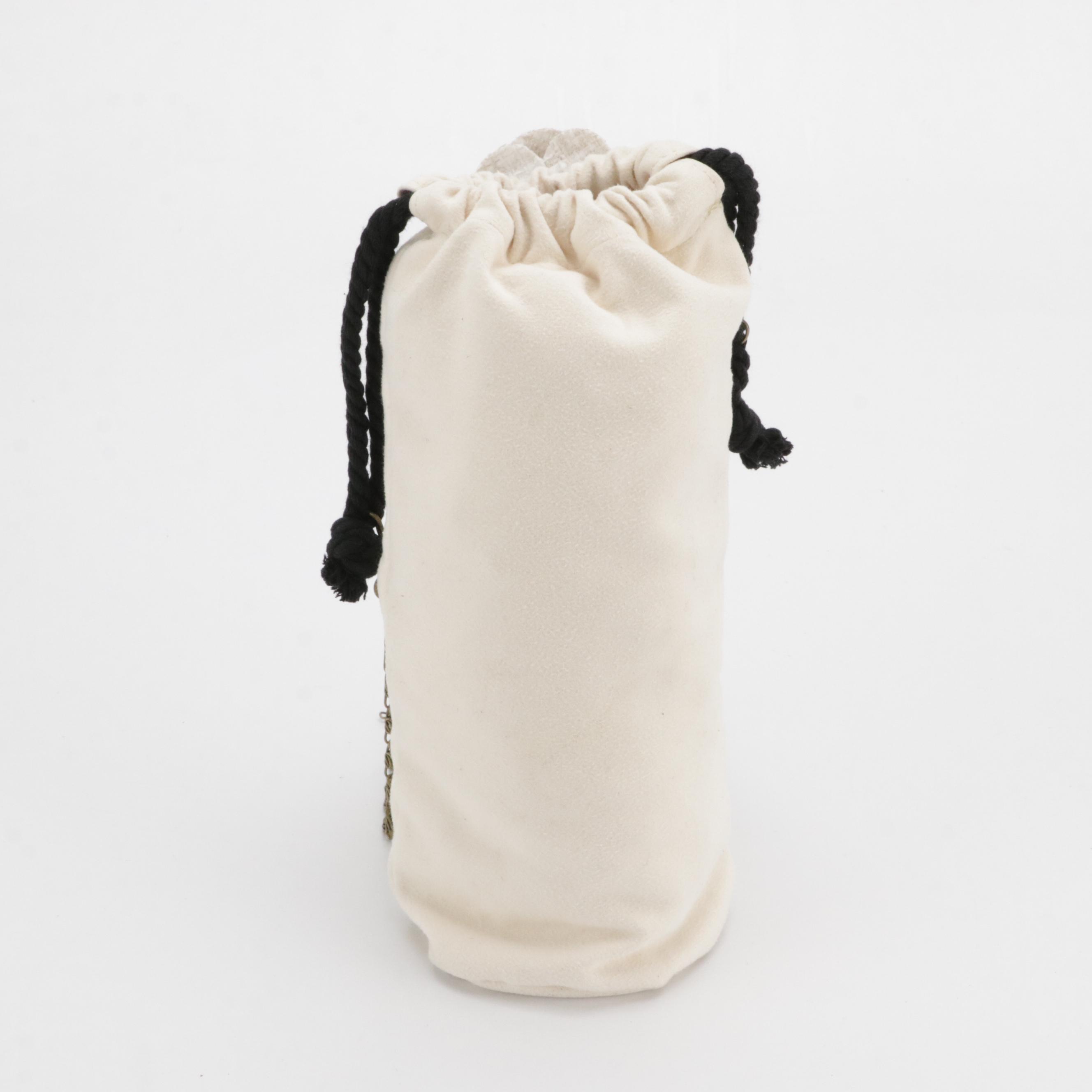 Chanel Beauté White Nylon Zip Pouch, Drawstring Bag and Camellia Flower Pin