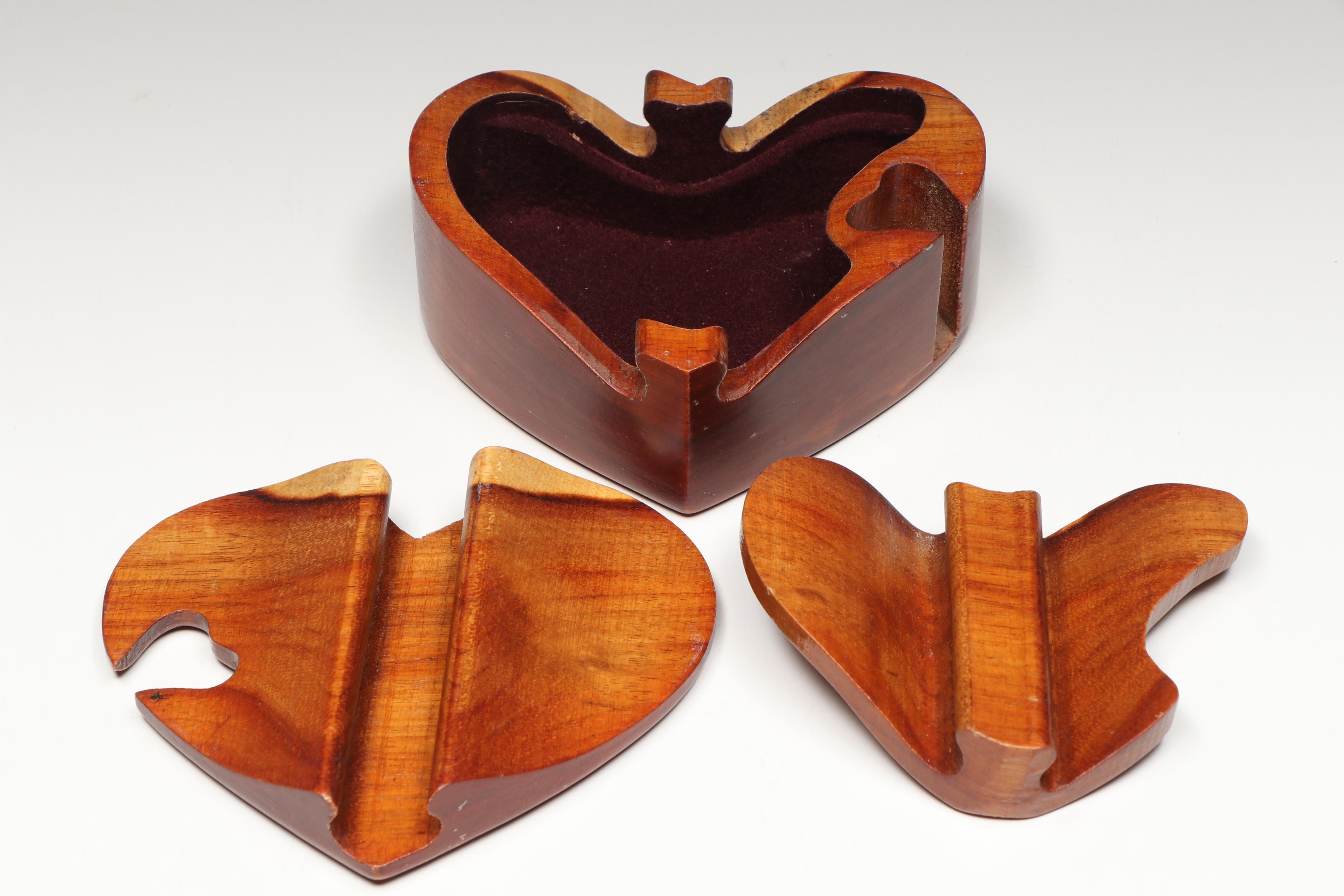 Carved Wooden Heart Box, Wooden Turtle Figurine, and More Wooden Décor