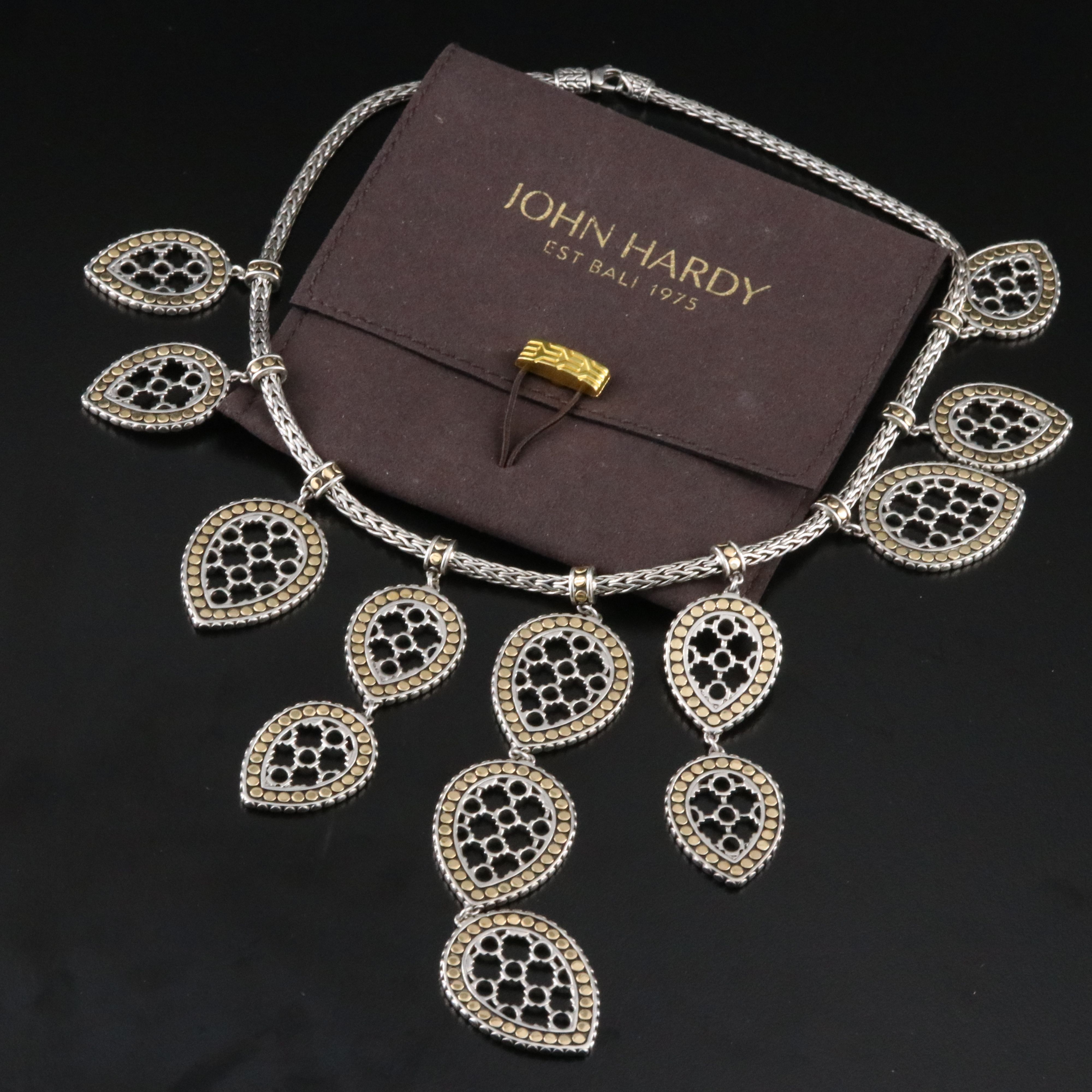 John Hardy Sterling Teardrop Fringe Necklace with 18K Accents