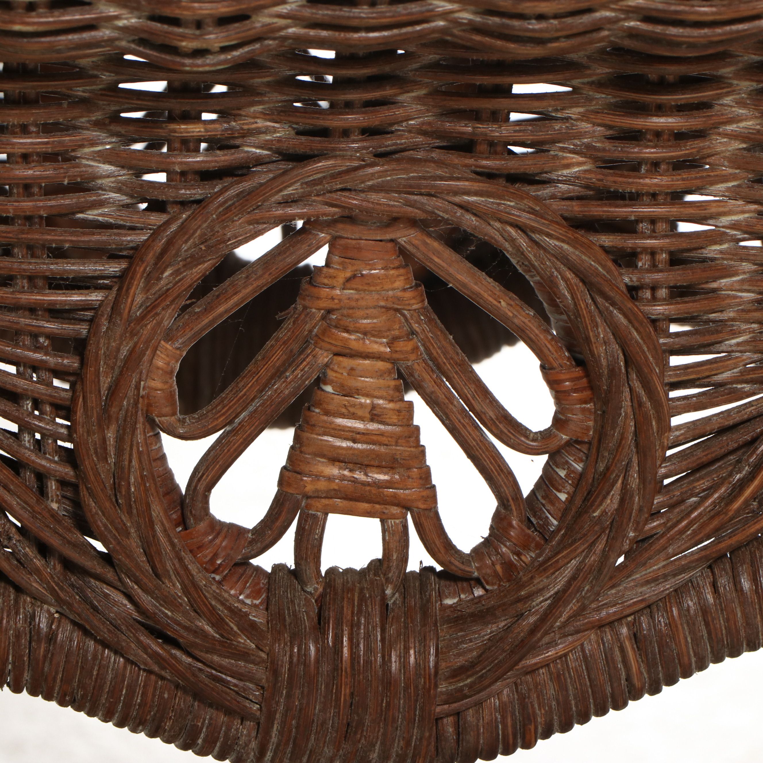 Victorian Style Wicker Side Table with Glass Top