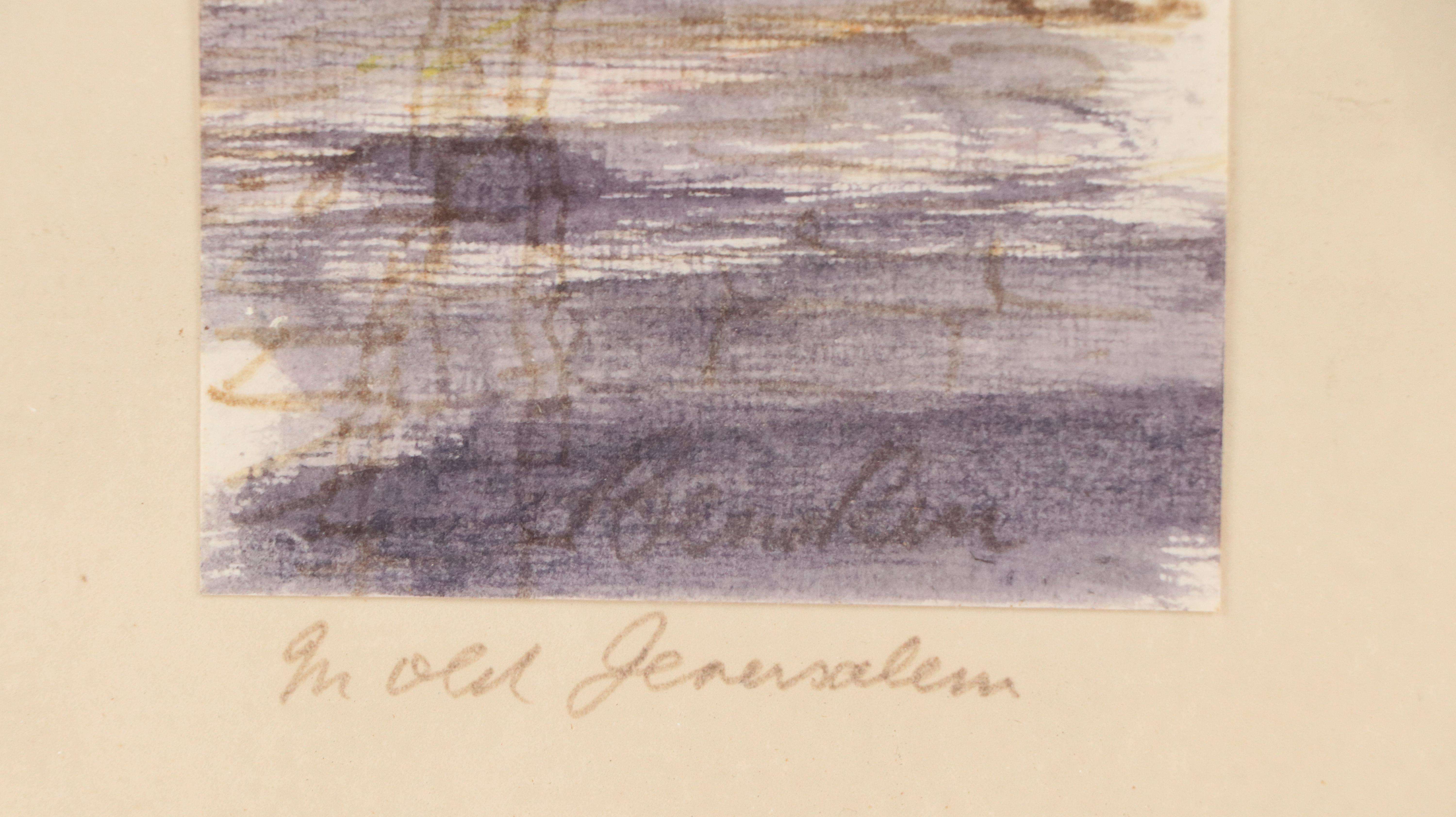 Judaic Cityscape Ink and Watercolor Sketch "In Old Jerusalem"