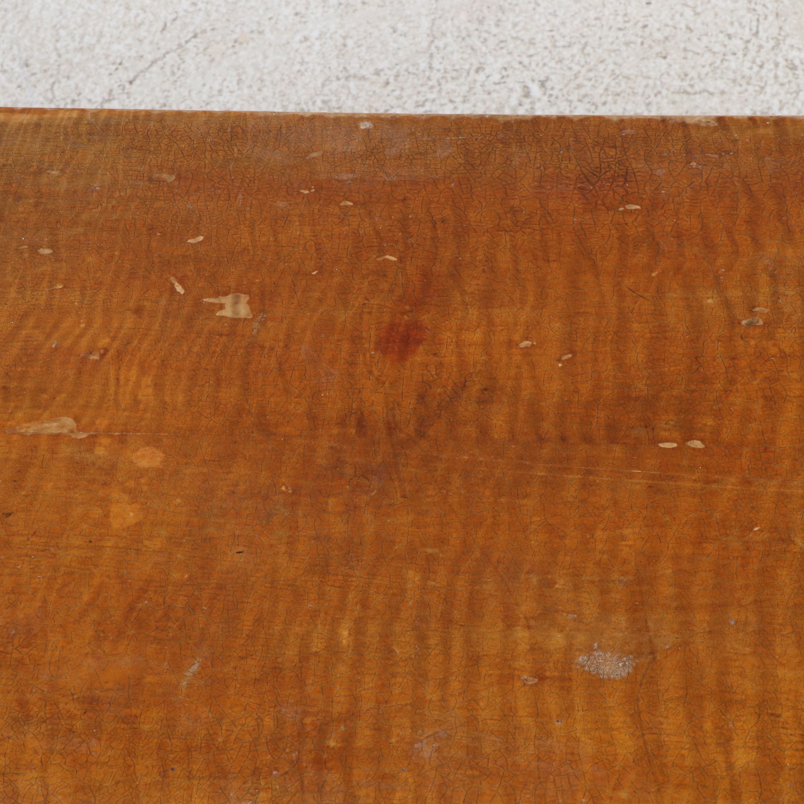 Art & Crafts Style Walnut Spindle Carved Low Table with Tiger Maple Top