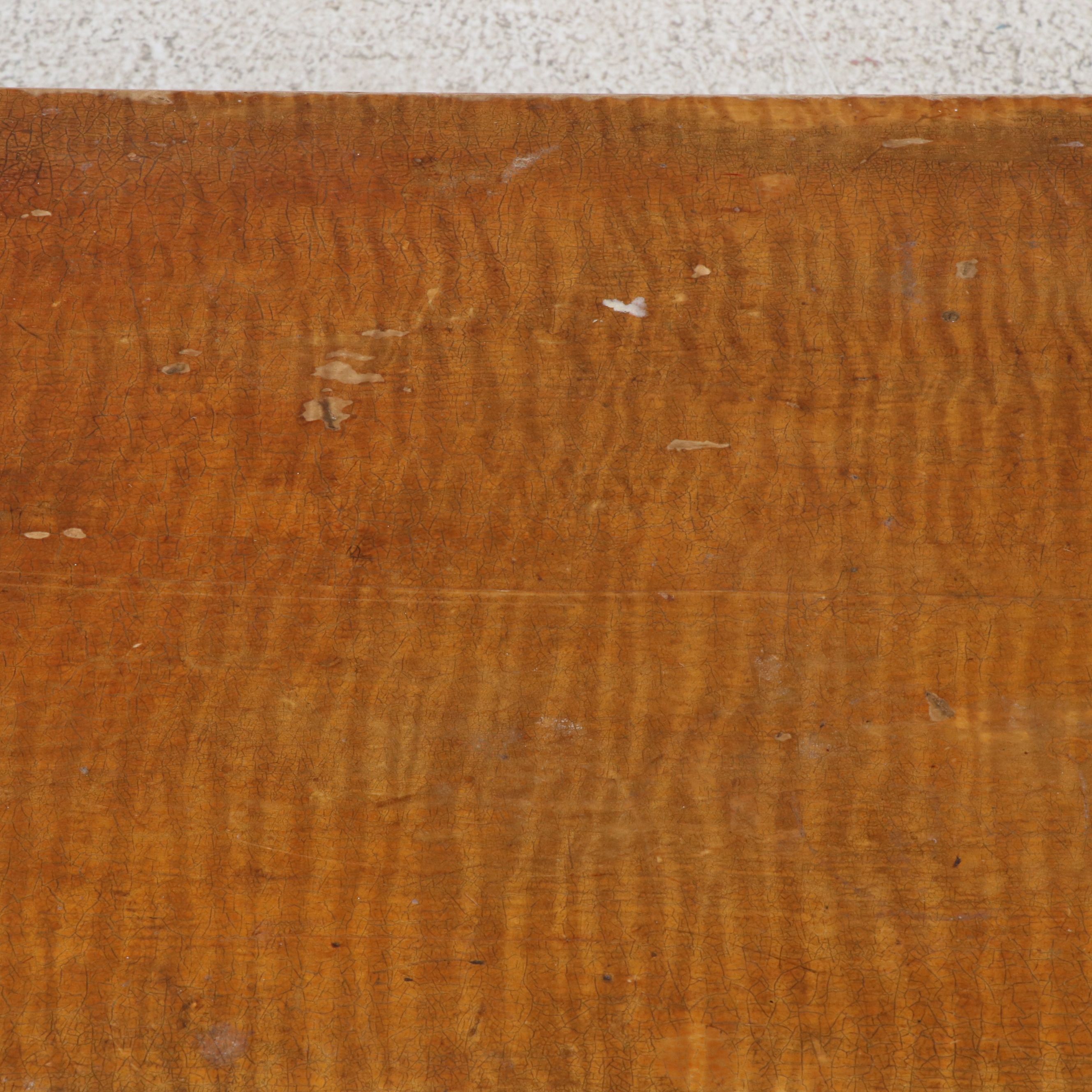 Art & Crafts Style Walnut Spindle Carved Low Table with Tiger Maple Top