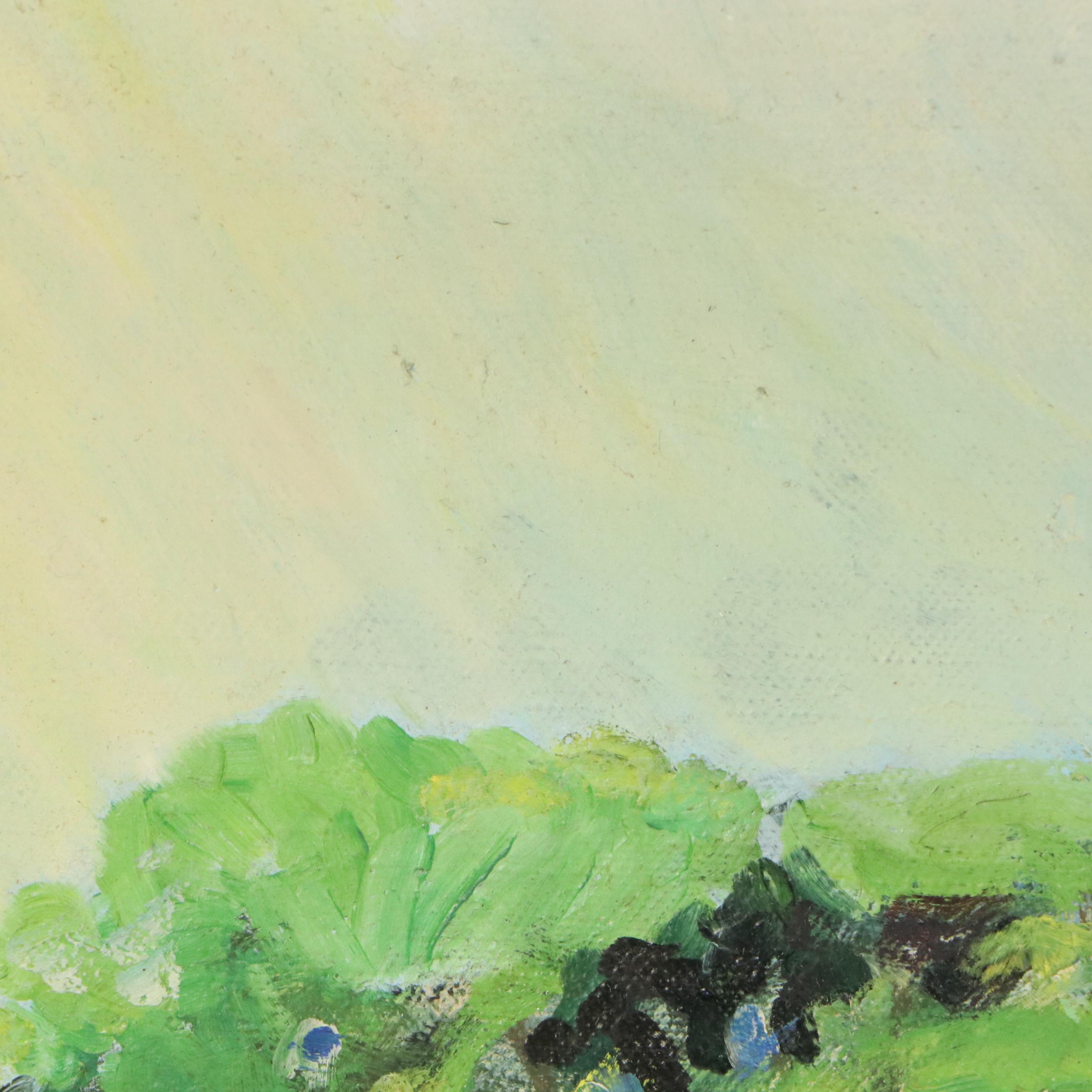 F. Finn Oil Painting of Amusement Park with Ferris Wheel, 1960