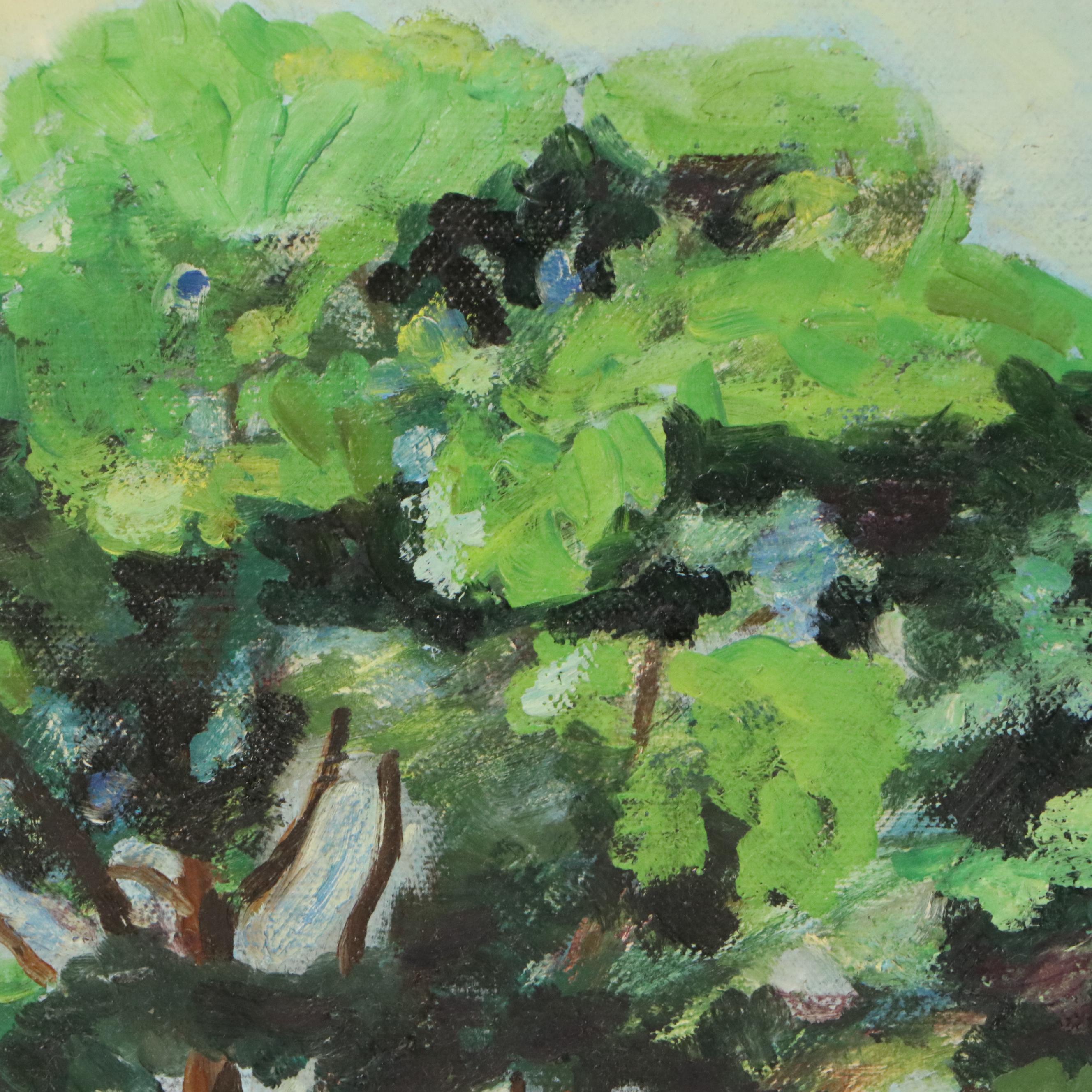 F. Finn Oil Painting of Amusement Park with Ferris Wheel, 1960